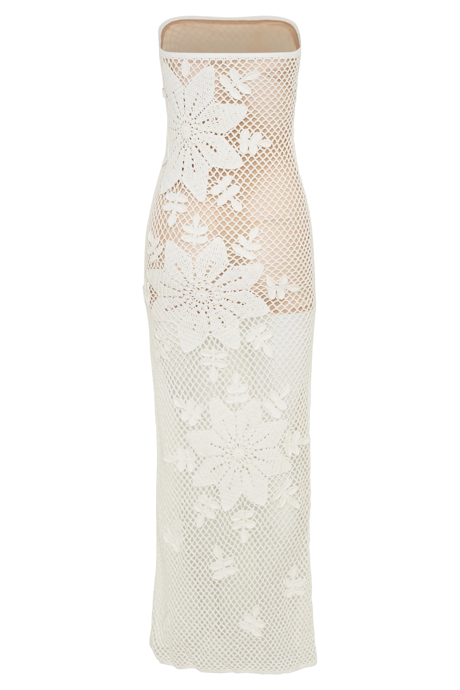 Mandie Hand Crochet Asymmetrical Maxi Dress - White - Image 7