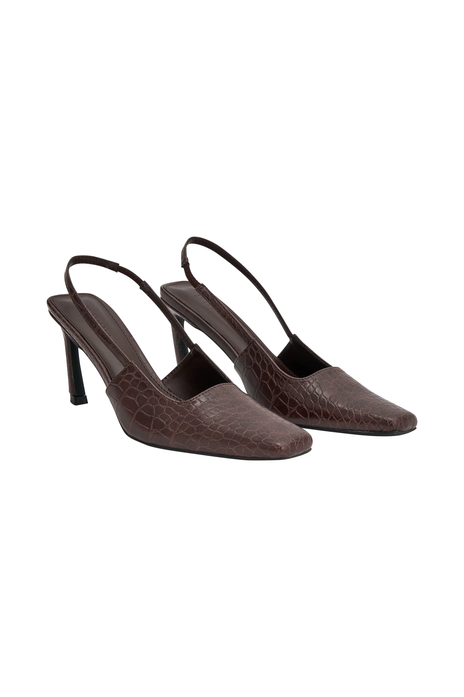 Maren Faux Leather Crocodile Heel - Chocolate - Image 7