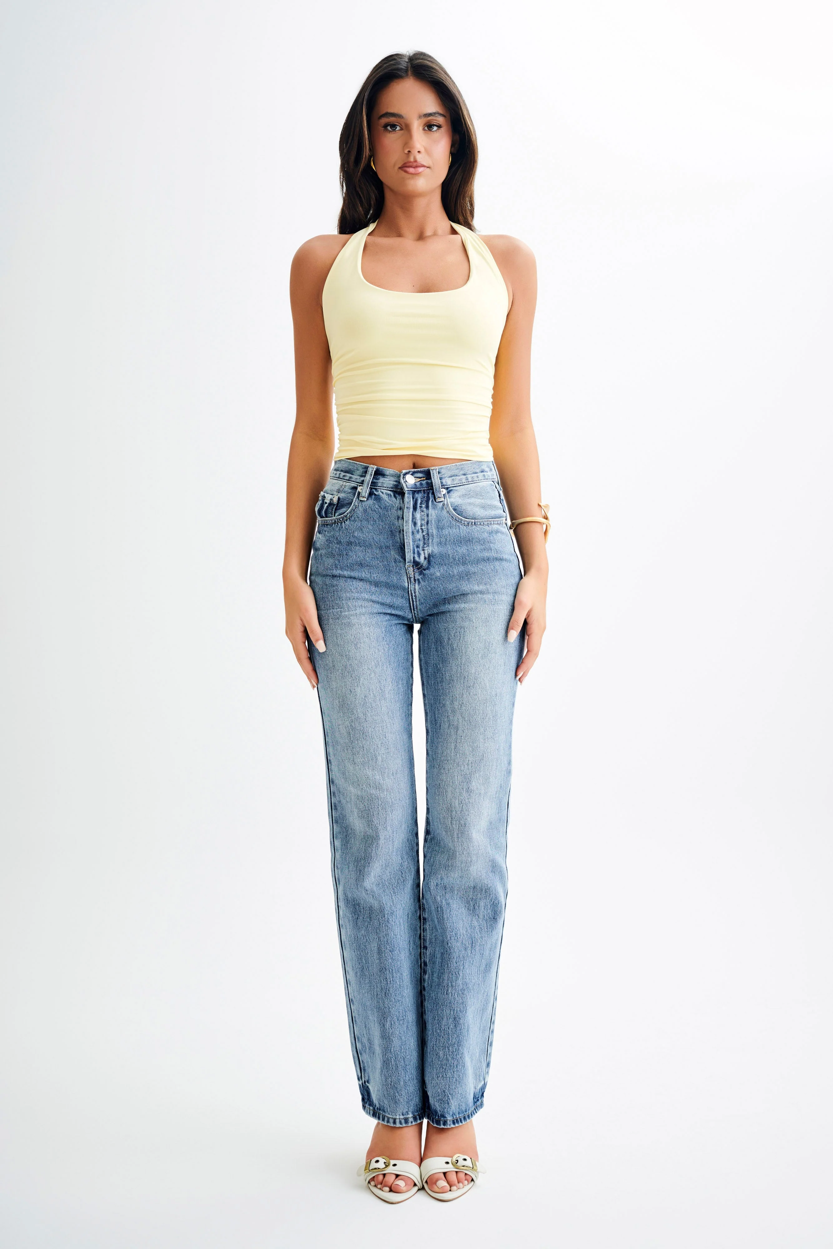 Marie Recycled Halter Top - Lemon Sherbet - Image 8