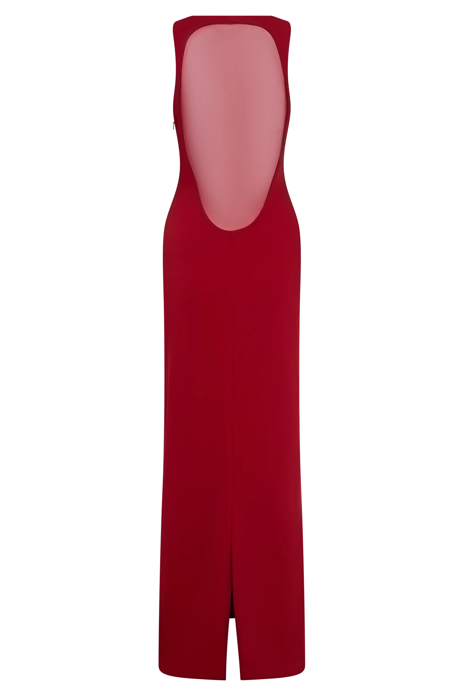 Marlon Crepe And Mesh Maxi Dress - Cherry Red - Image 6