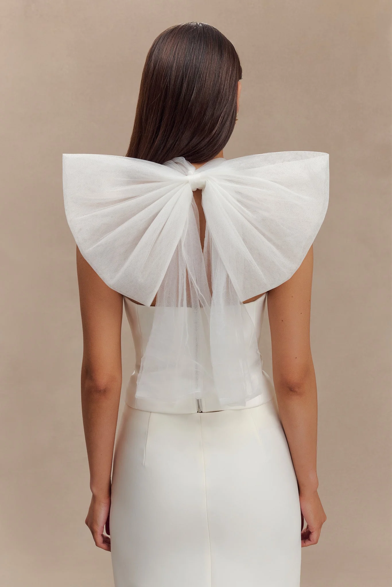 Maryam Tulle Bow Top - White - Image 2