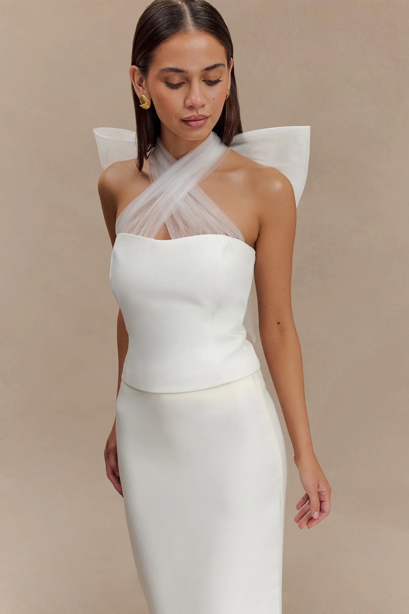 Maryam Tulle Bow Top - White - Image 3