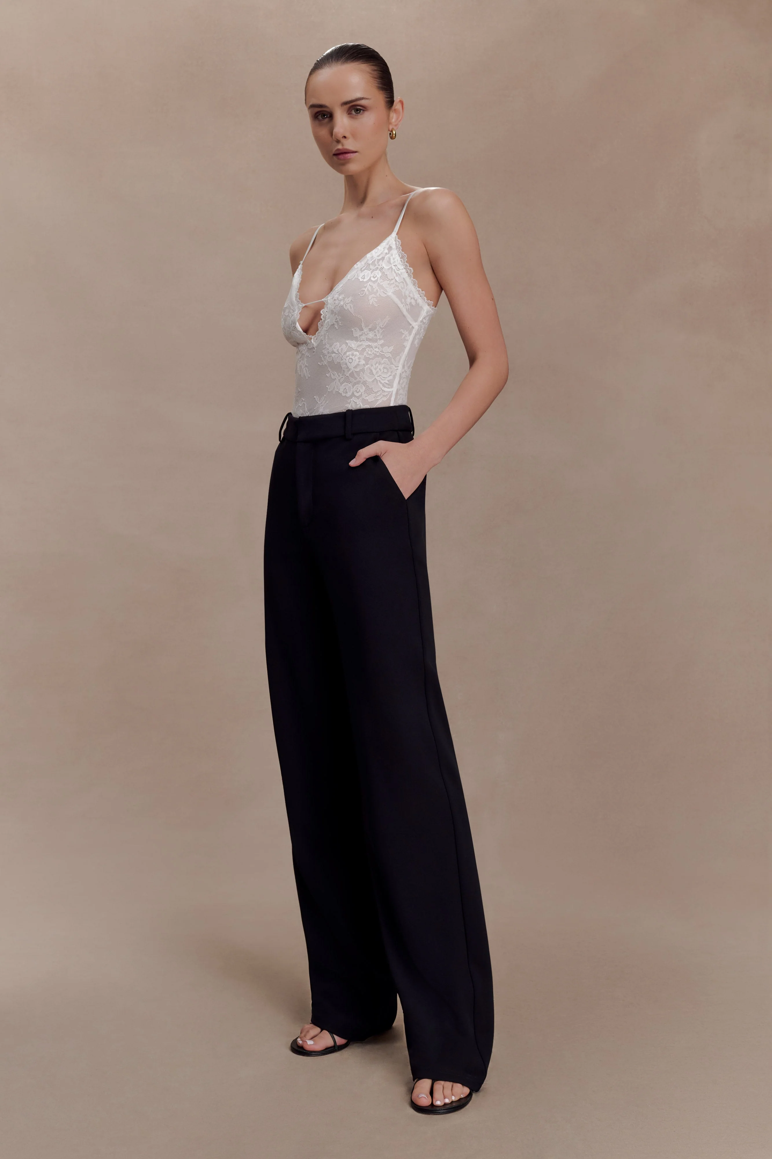 Maude Crepe Straight Leg Pants - Black - Image 3