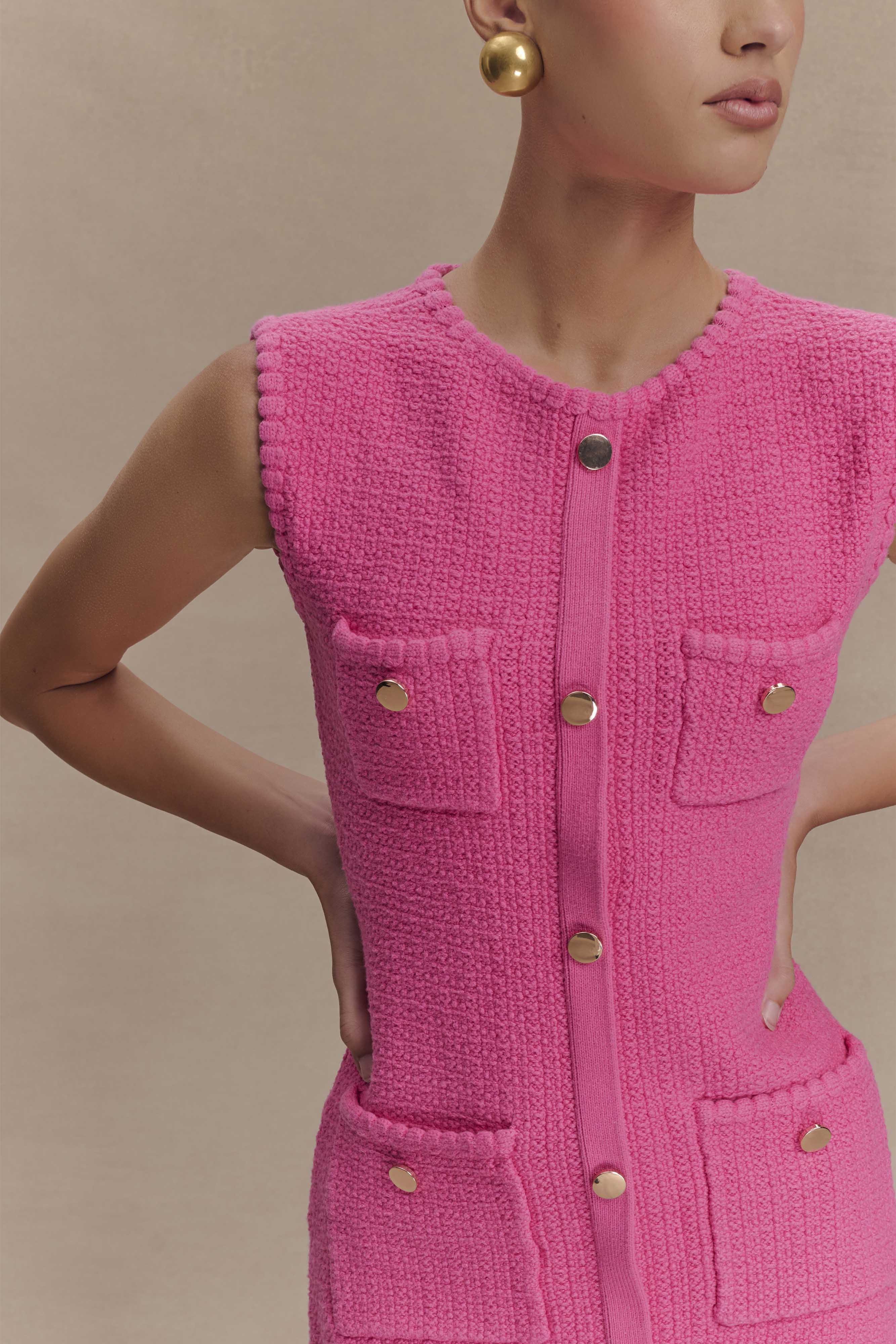 Mia Knit Mini Dress - Pink - Image 3