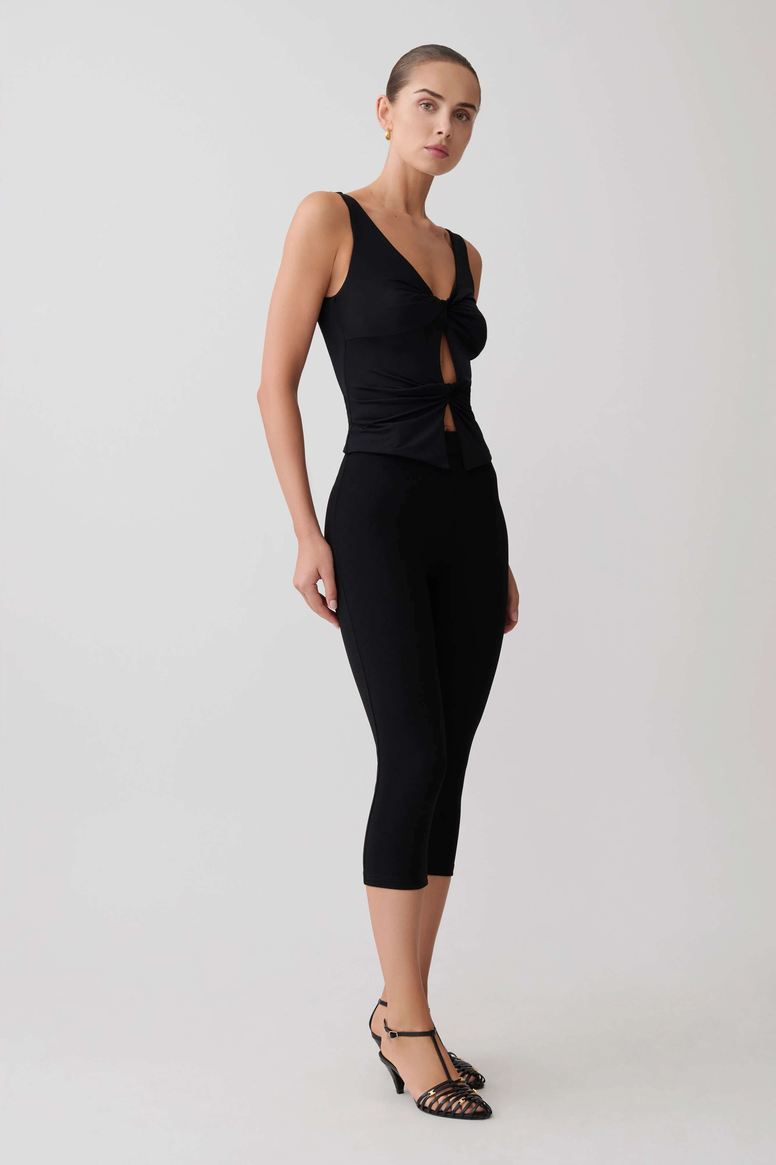 Millie Twist Sleeveless Top - Black - Image 5