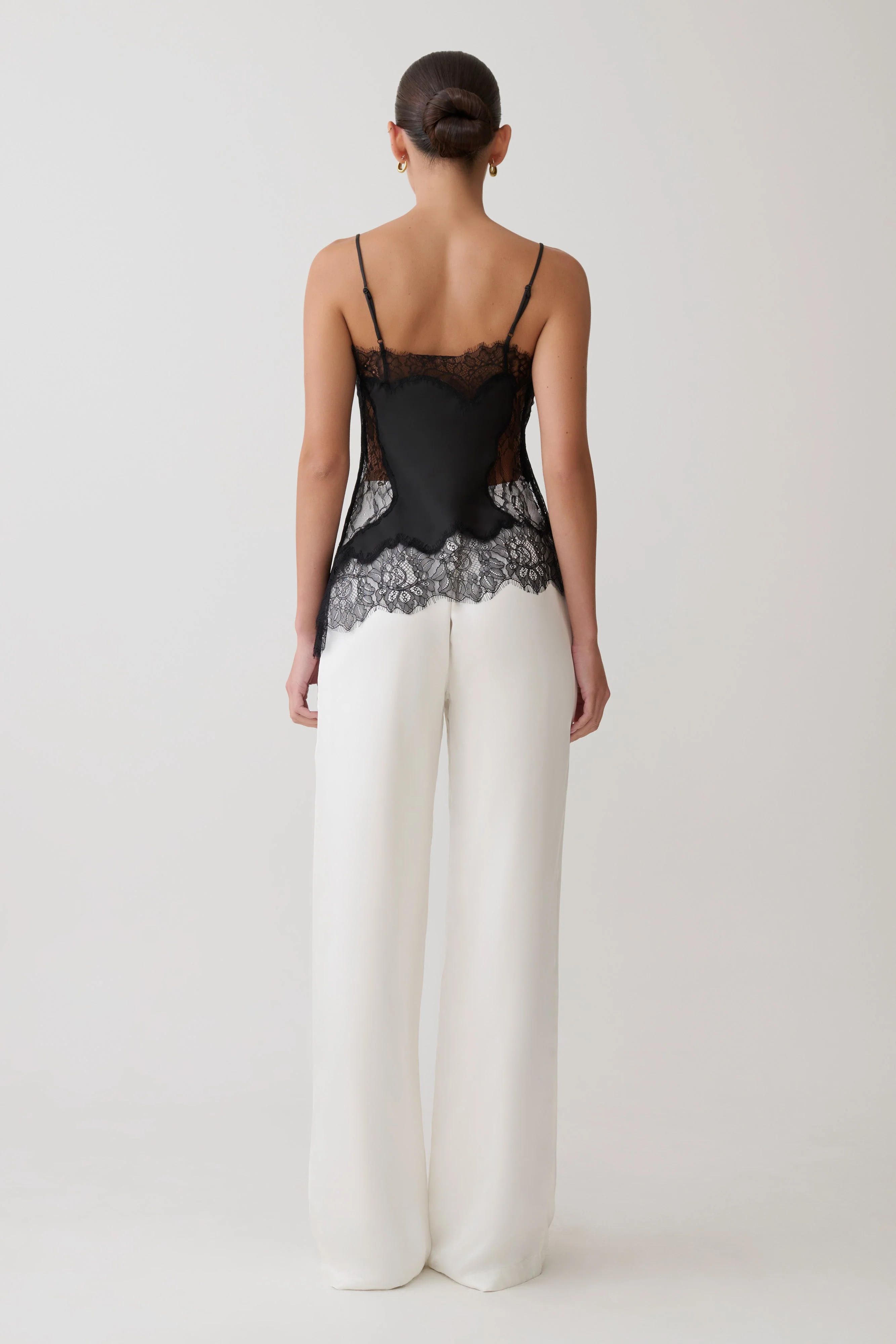 Miriam Satin & Lace Camisole - Black - Image 2