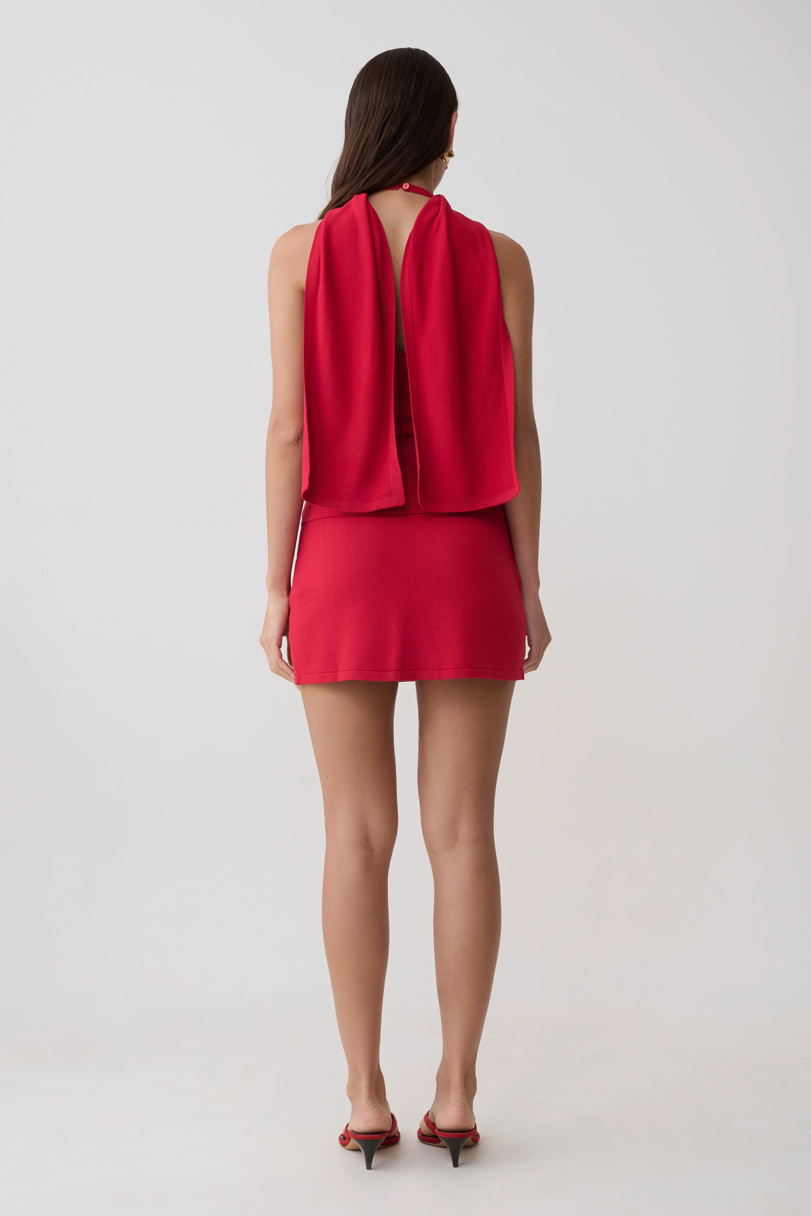 Misty Halter Backless Knit Top - Red - Image 5