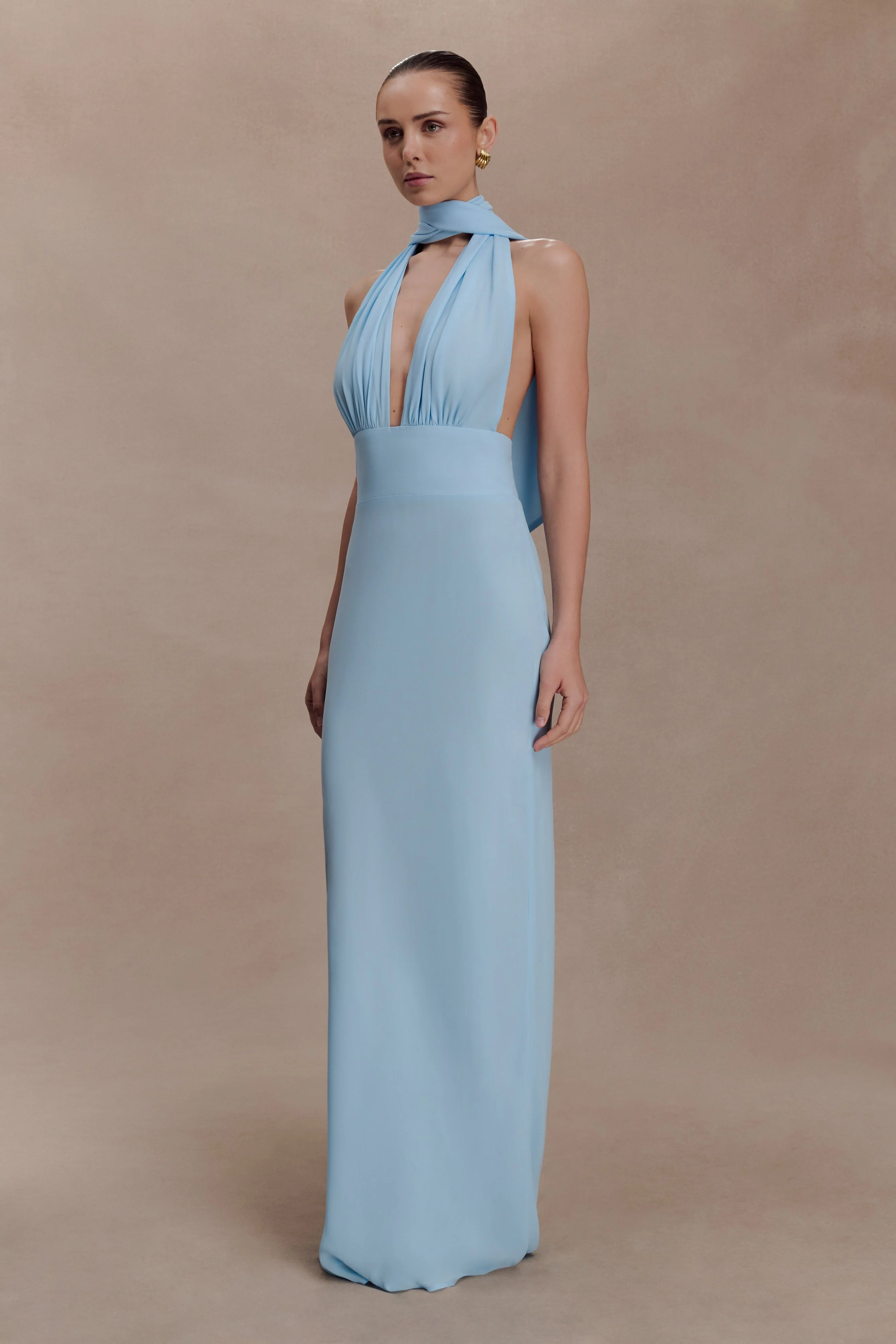 Nadine Halter Chiffon Maxi Dress - Blue - Image 6