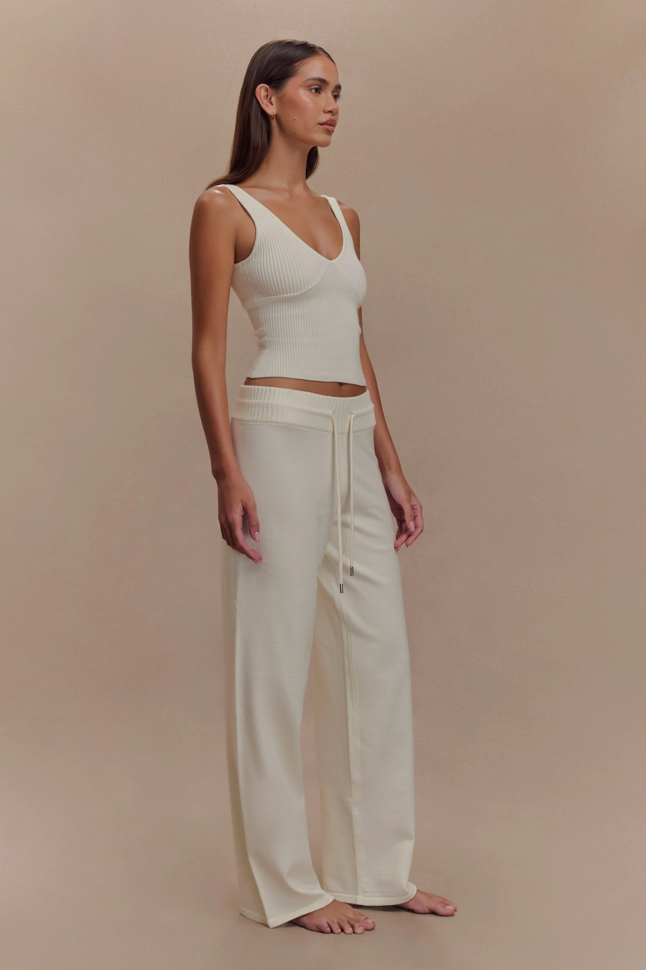 Natalya Knit Wide Leg Pants - Ivory - Image 5