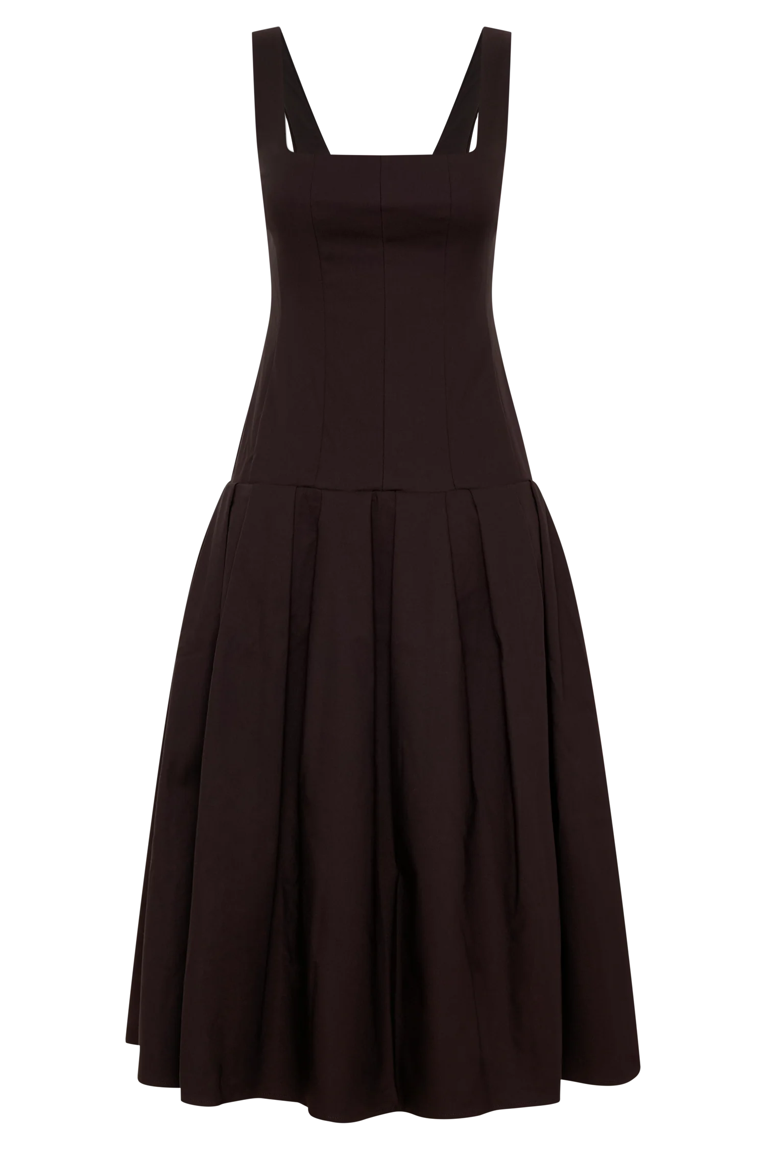 Natascha Drop Waist Cotton Midi Dress - Chocolate - Image 7