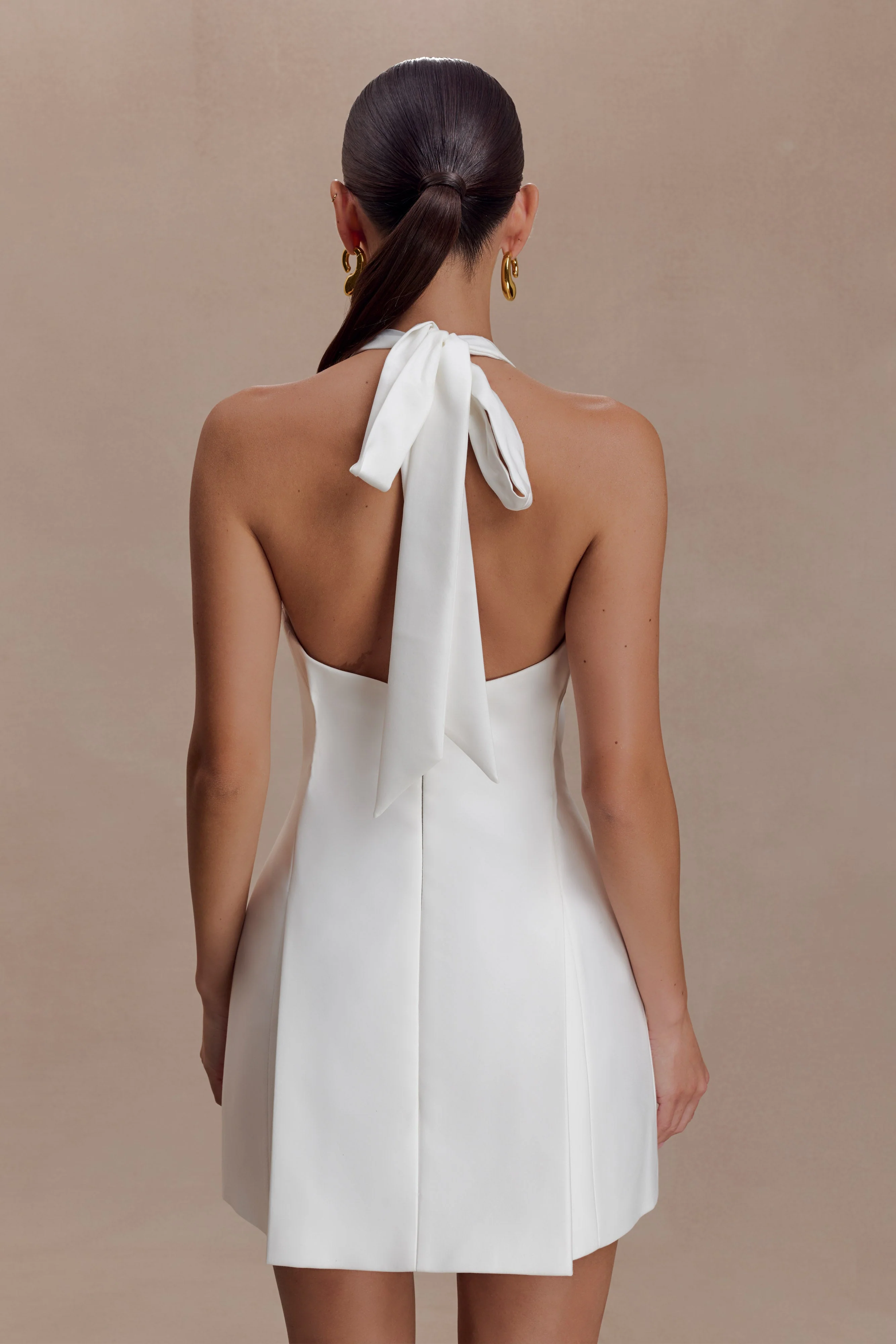 Nelly Halter Neck Cotton Mini Dress - White - Image 2