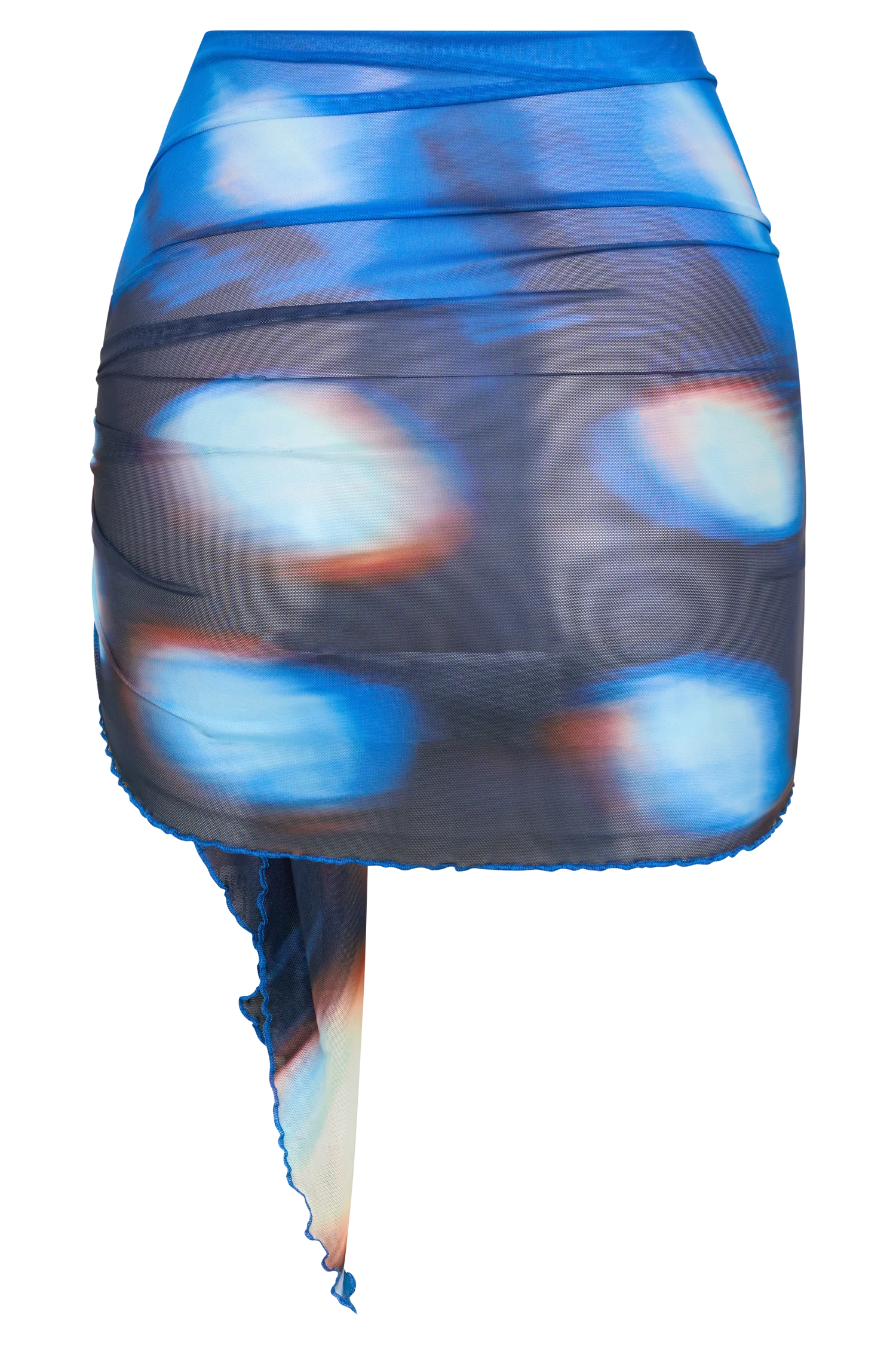 Nena Sheer Mesh Print Sarong - Blue Abstract Print - Image 10