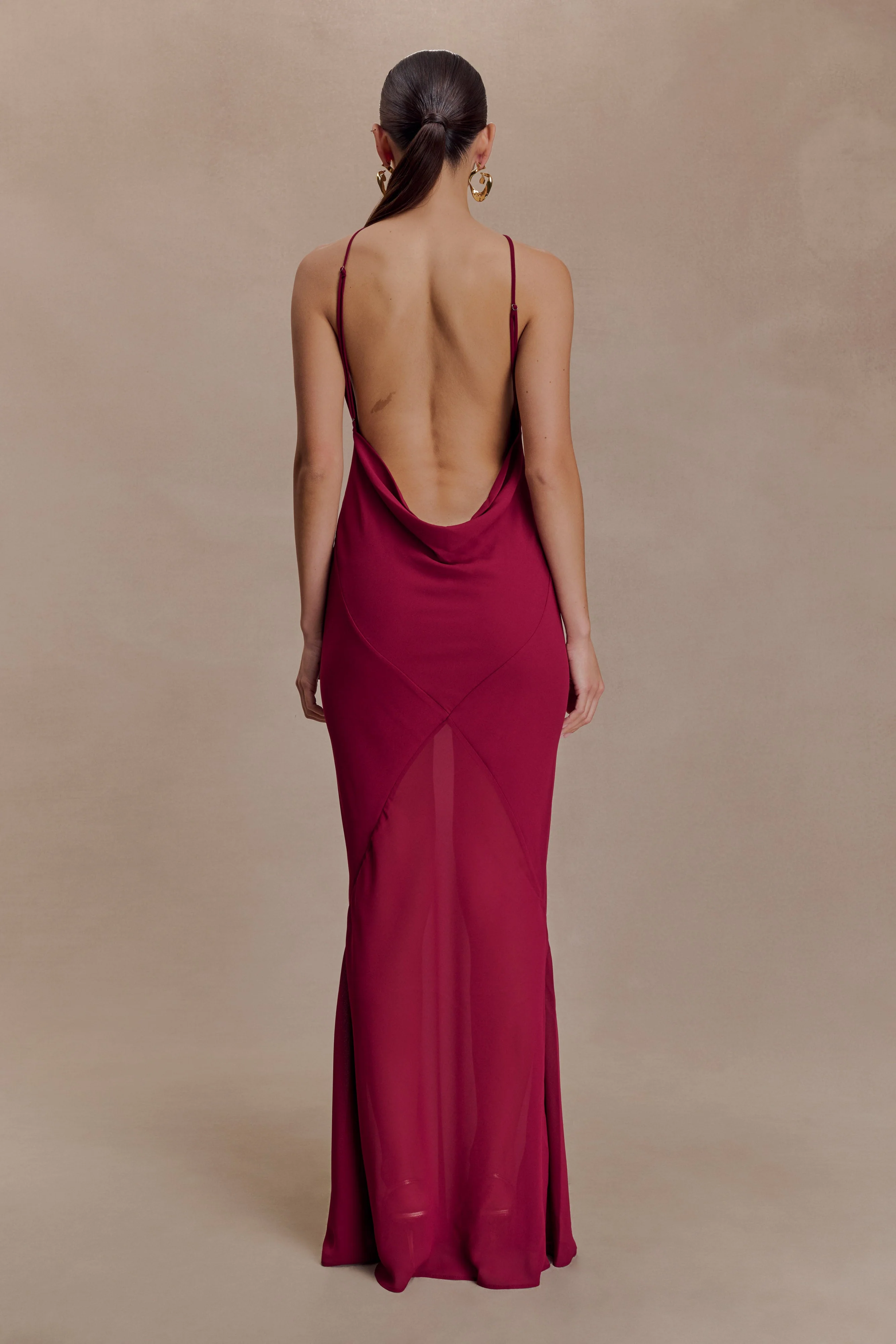 Nerea Slip Halter Maxi Dress - Cherry Red - Image 2