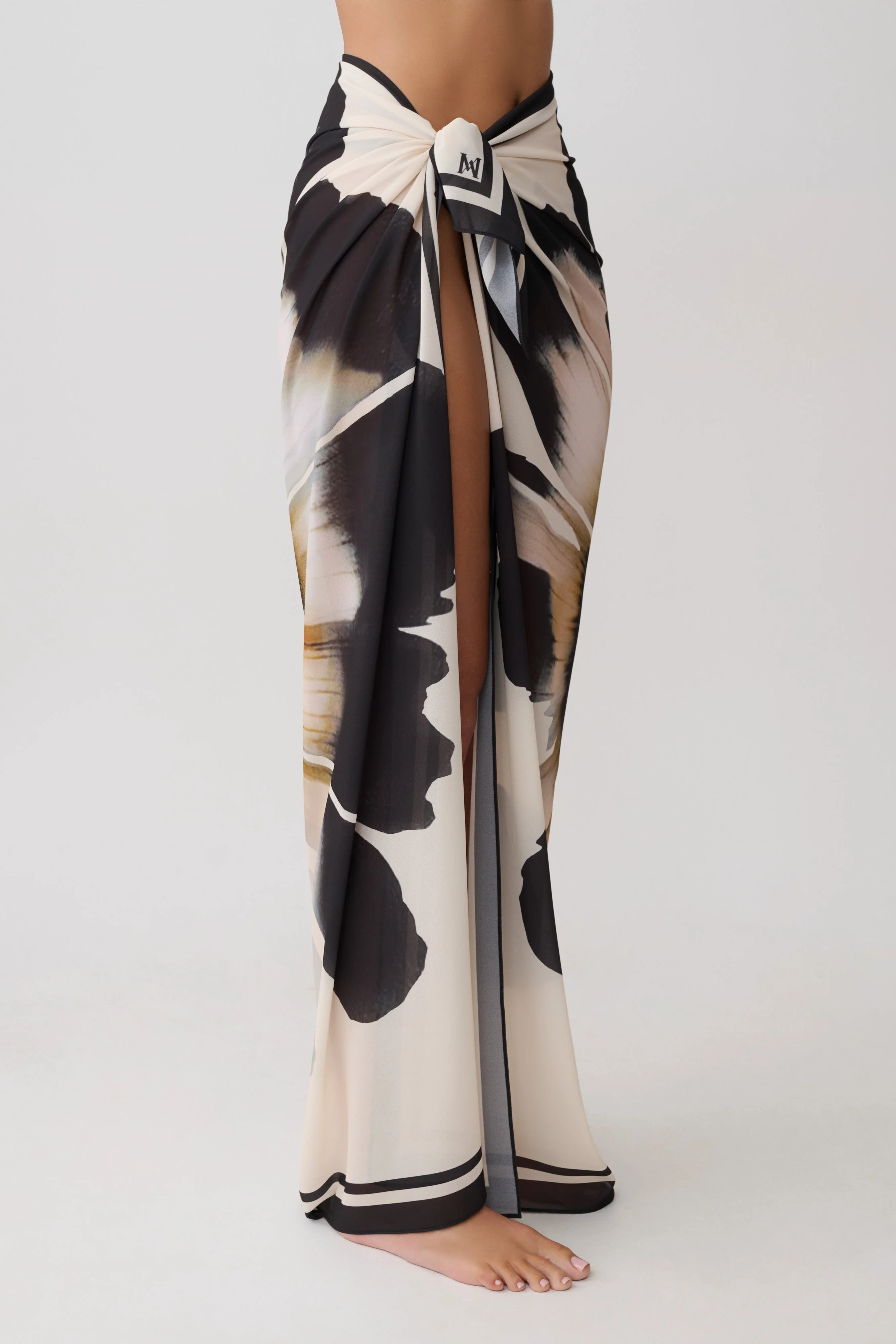 Noa Chiffon Scarf Sarong - Ivory Base Floral Print - Image 6