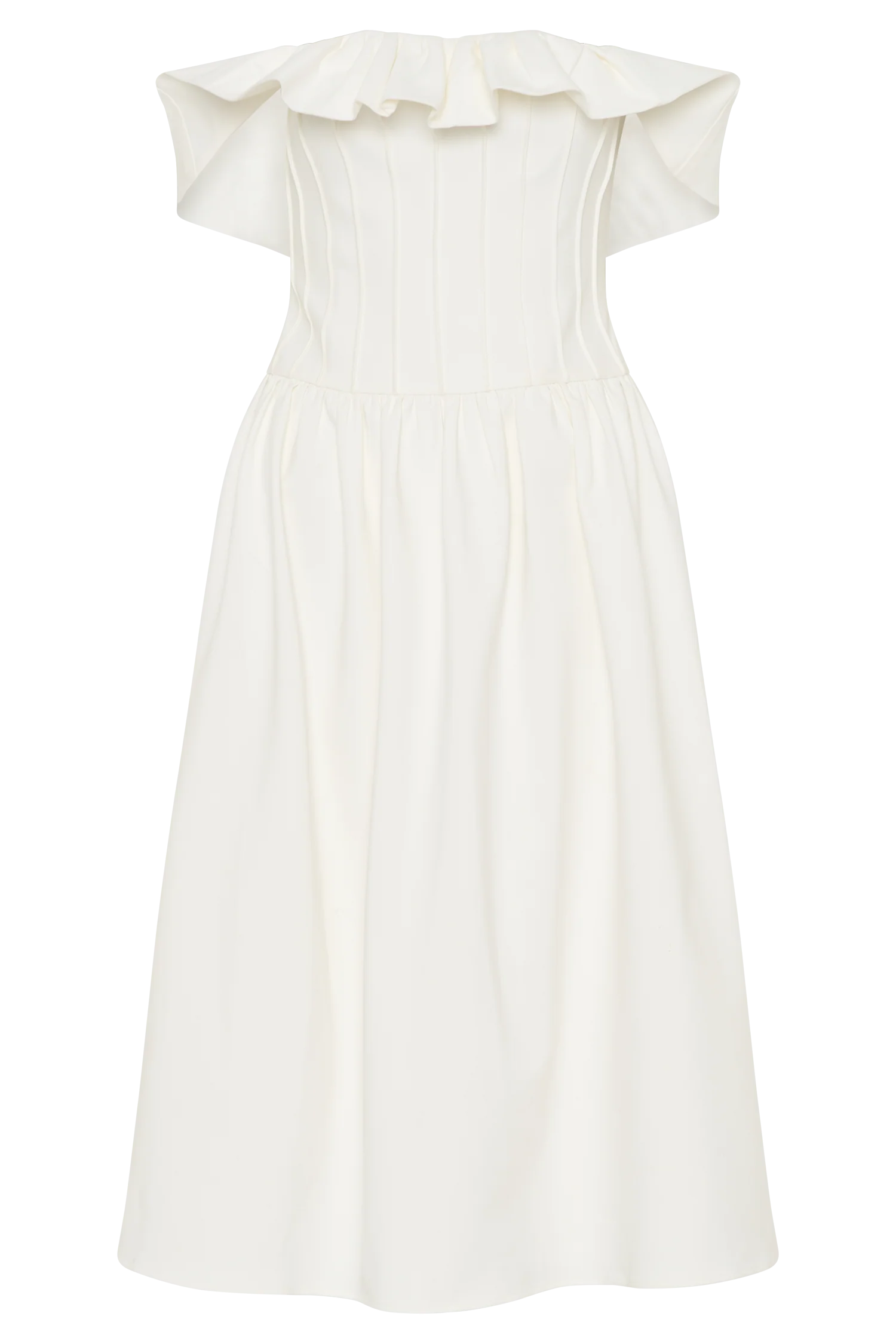 Orla Strapless Cotton Midi Dress - White - Image 8