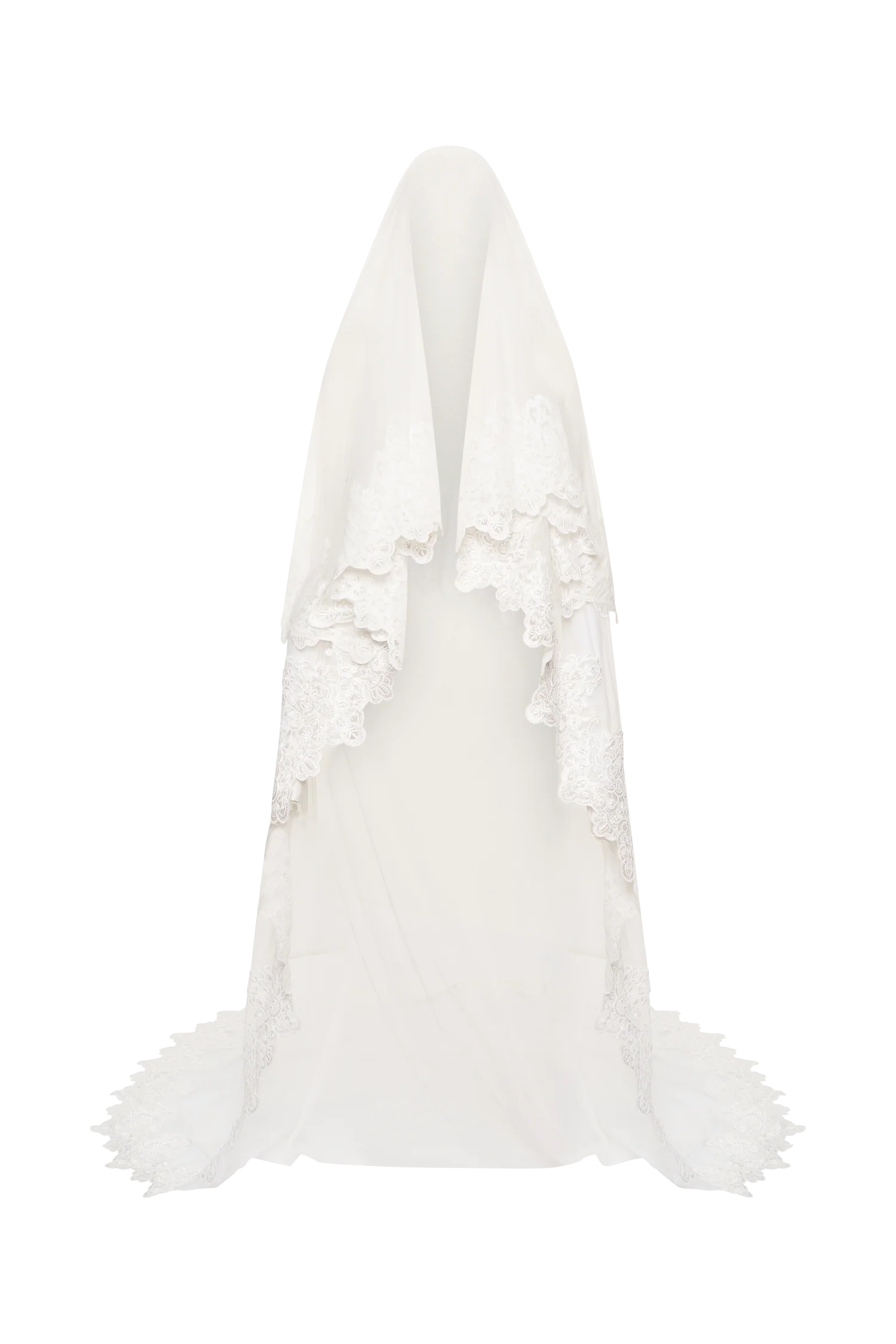 Paulette Lace Trim Veil - White - Image 8