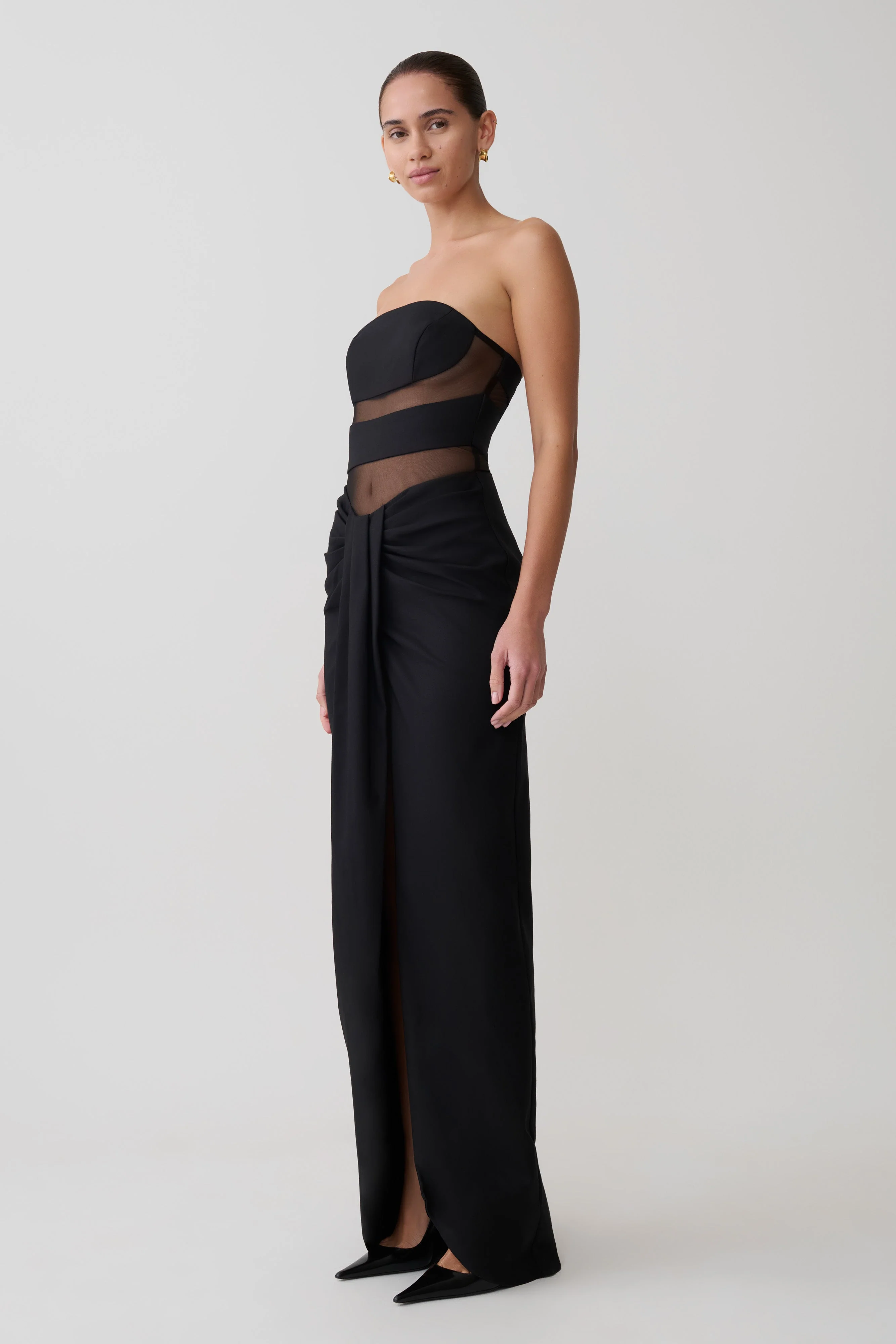 Paulina Cut Out Strapless Maxi Dress - Black - Image 3