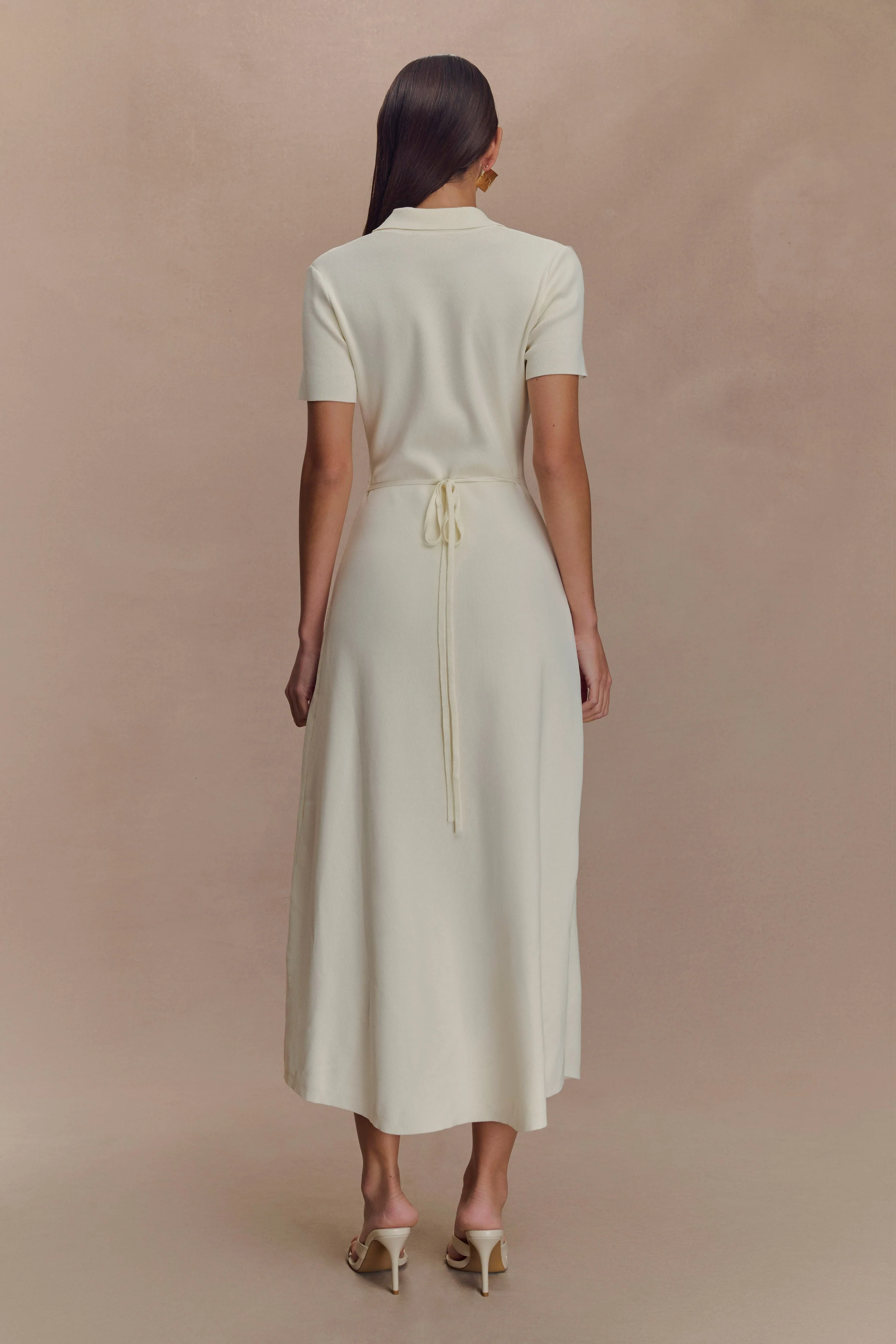 Pearson Short Sleeve Knit Midi Dress - Ivory - Image 2