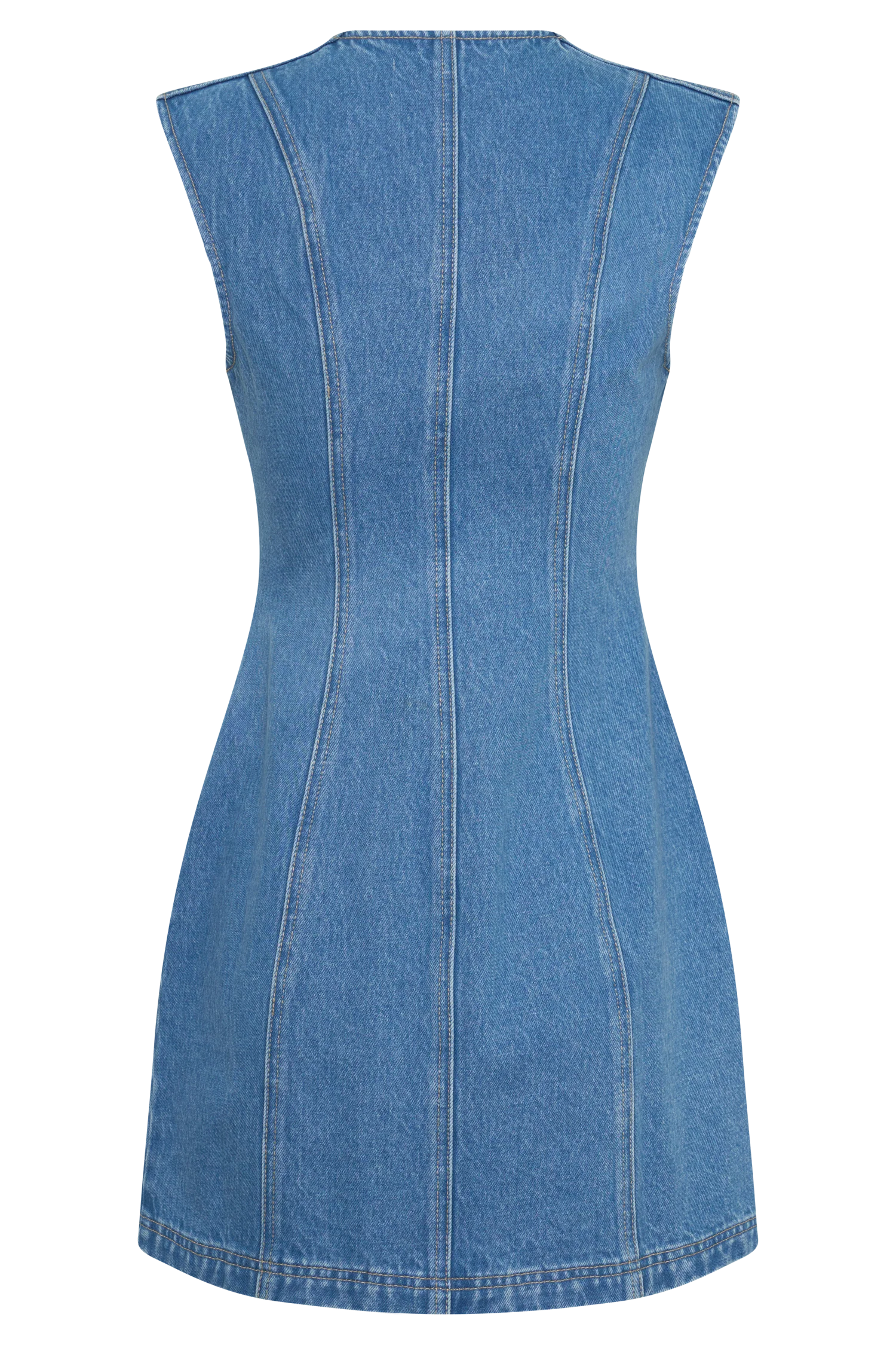 Penn Button Front Denim Mini Dress - Summer Blue - Image 8