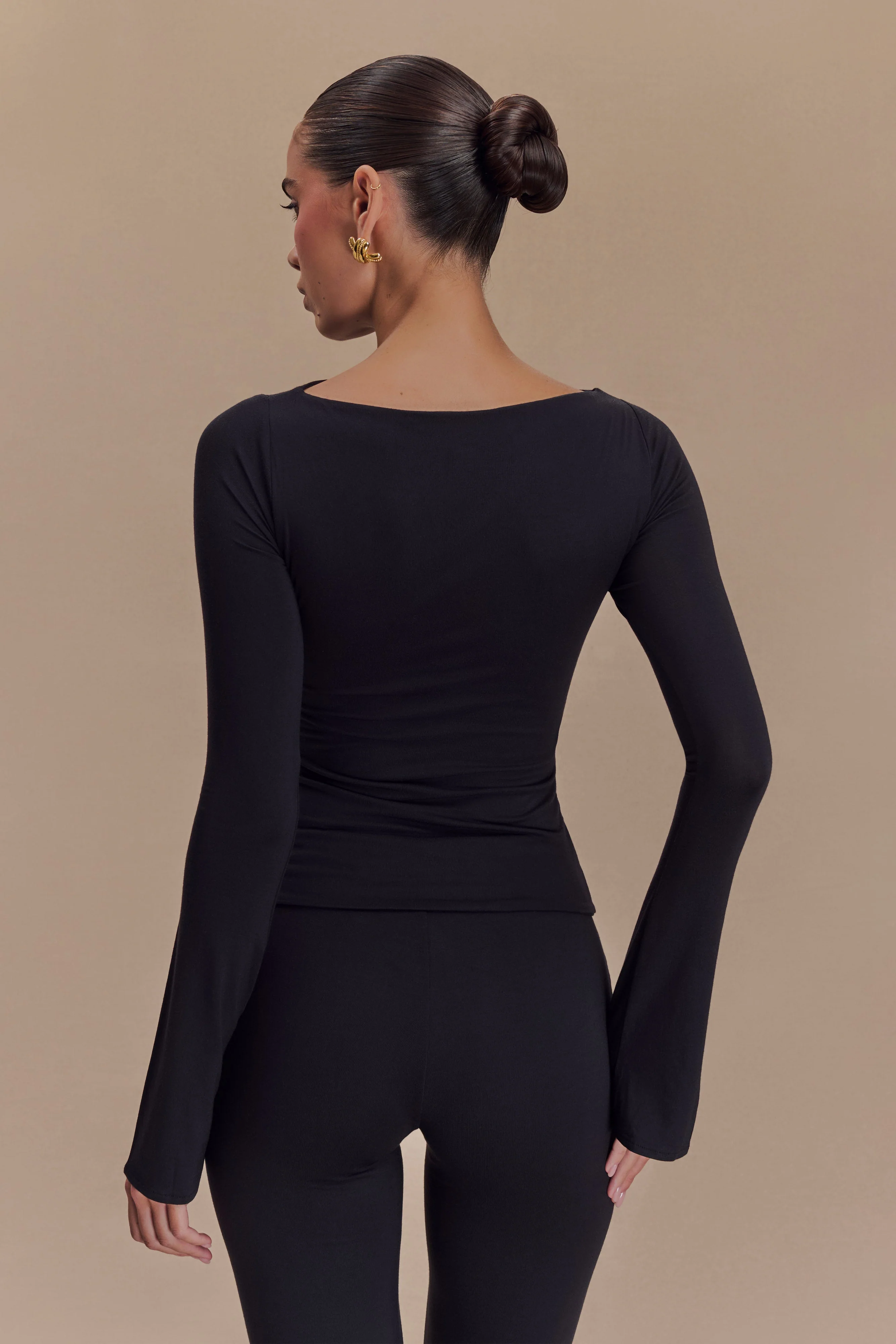 Preston Modal Long Sleeve Top - Black - Image 5