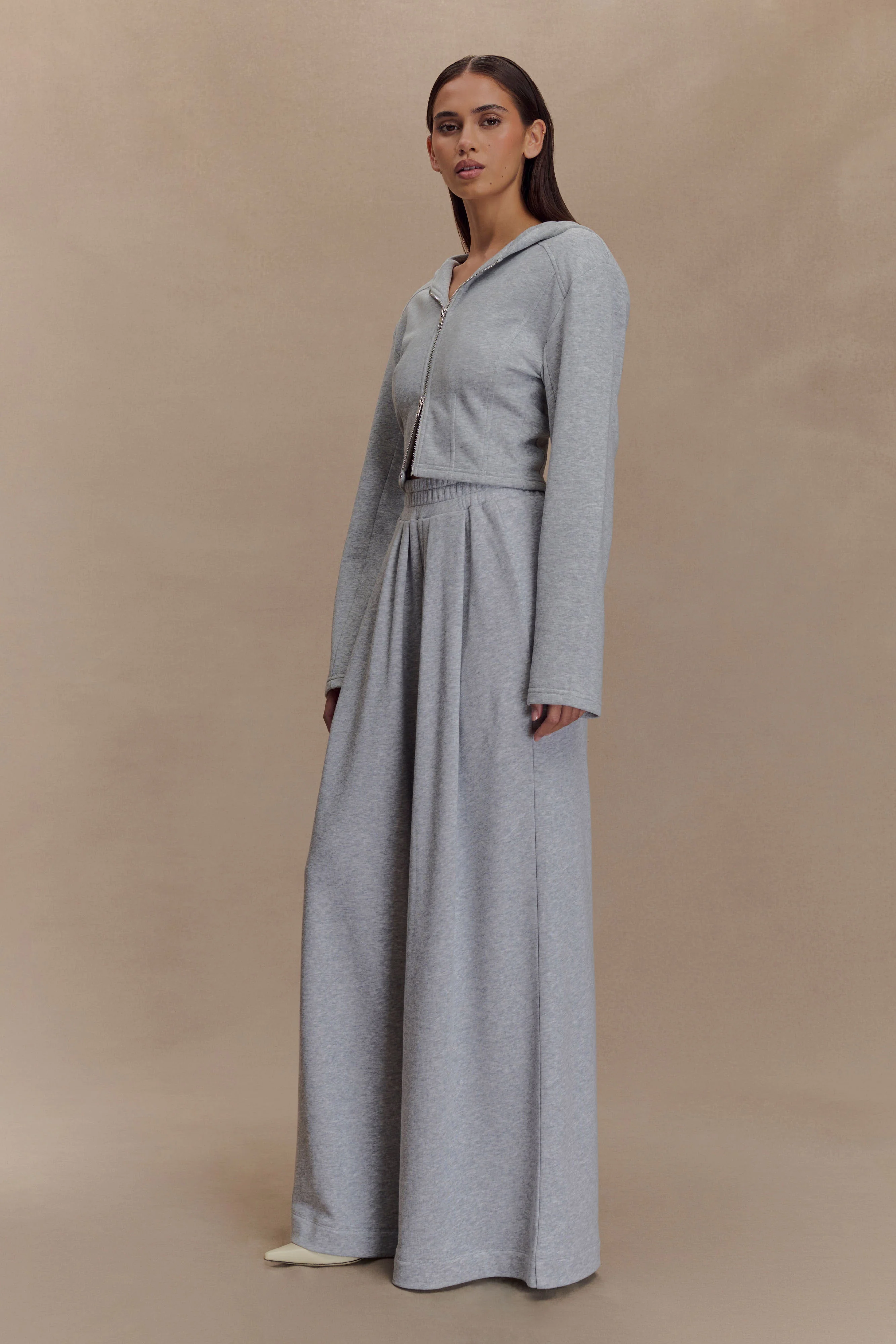 Quinn Zip Up Hoodie - Light Grey Marle - Image 4
