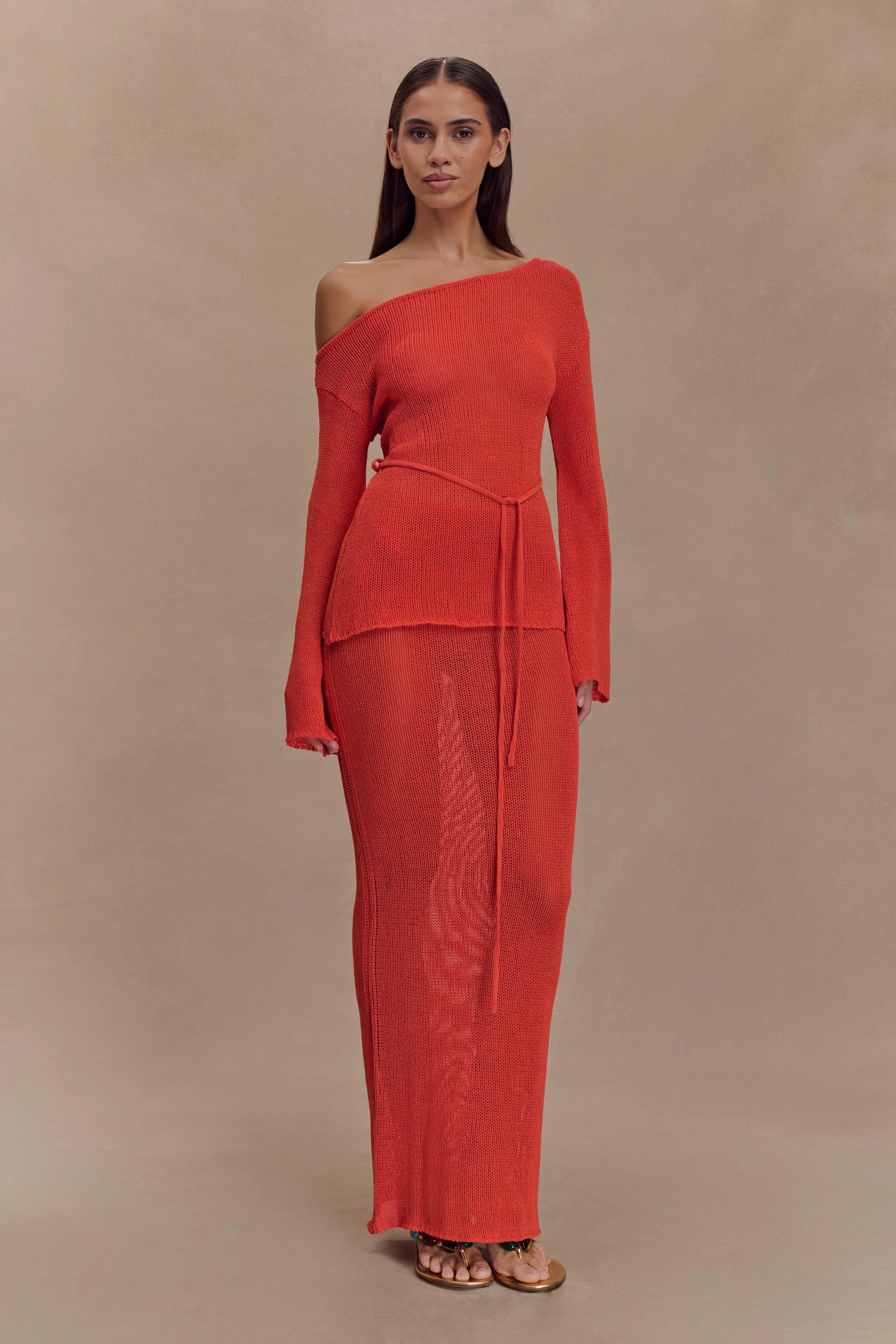 Reagan Knit Maxi Skirt - Orange - Image 3