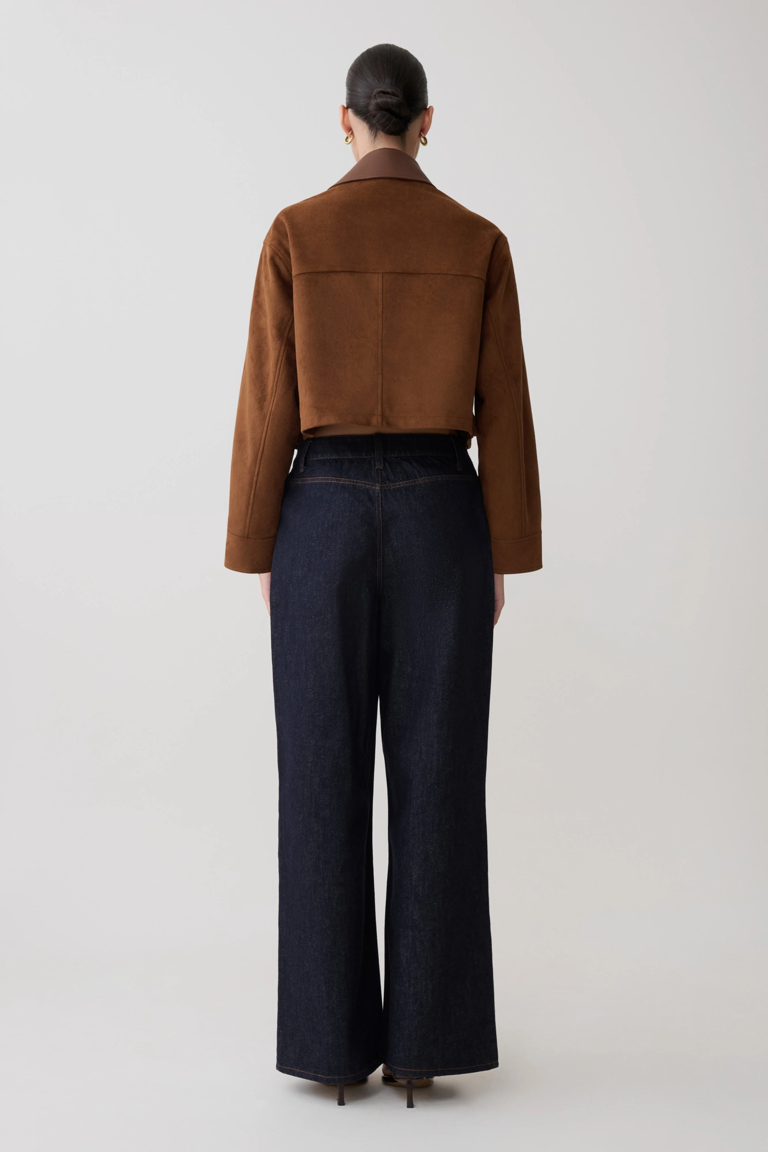 Remy Faux Suede & Leather Collared Jacket - Tan - Image 2