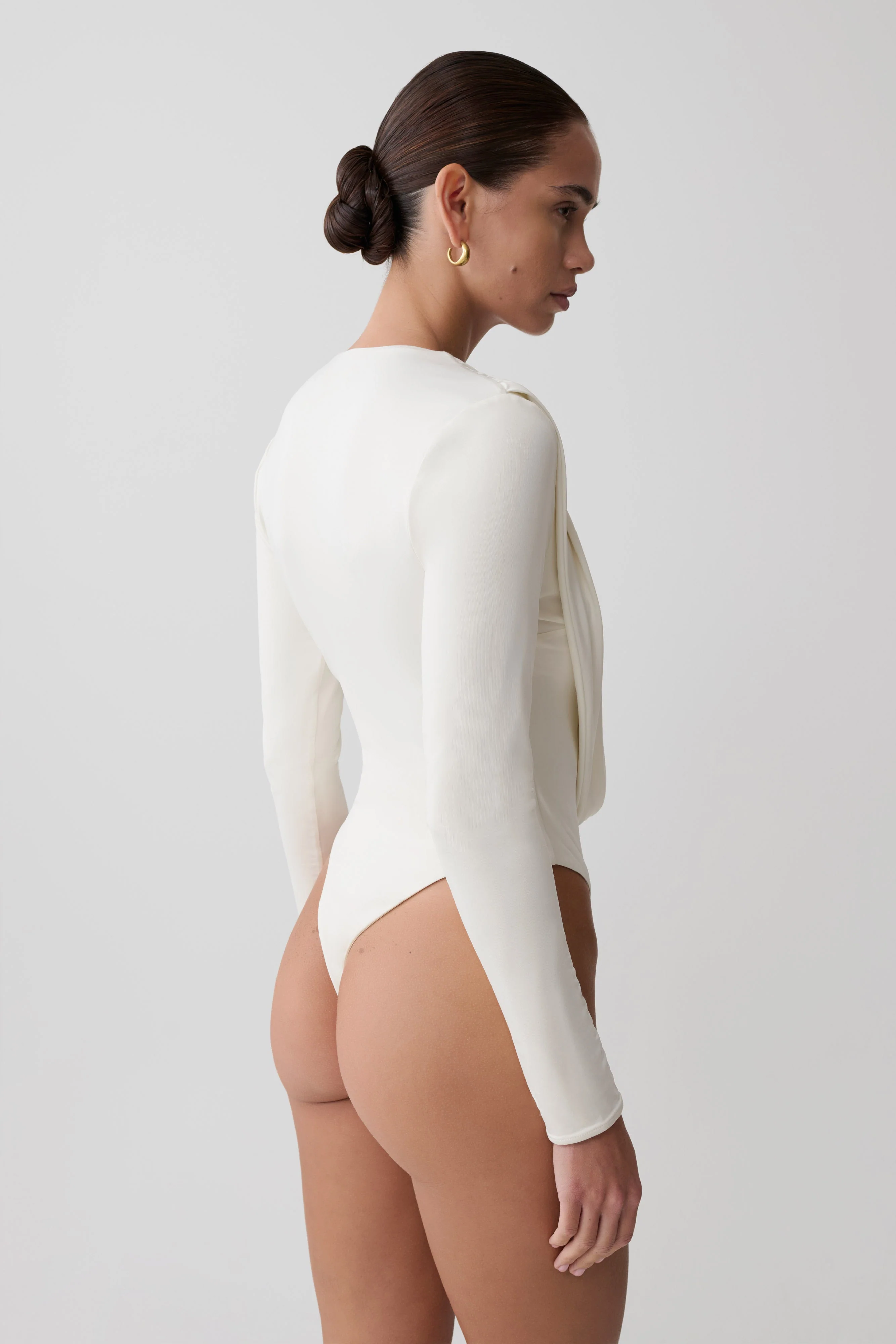 Ren Cowl Long Sleeve Slinky Bodysuit - Ivory - Image 5
