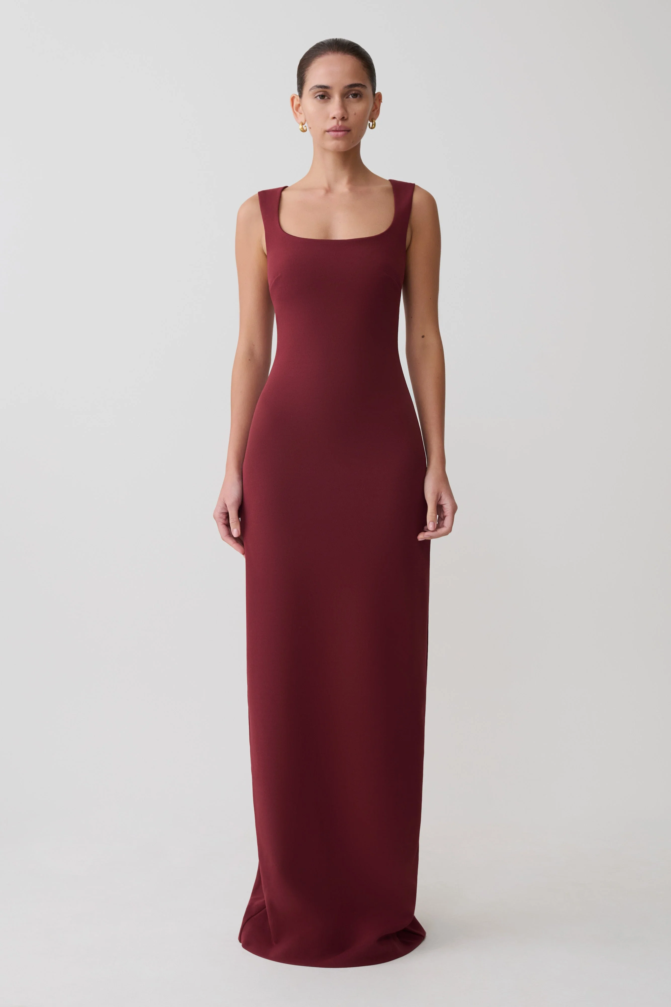 Rhea Detachable Cape Jersey Maxi Dress - Wine - Image 10