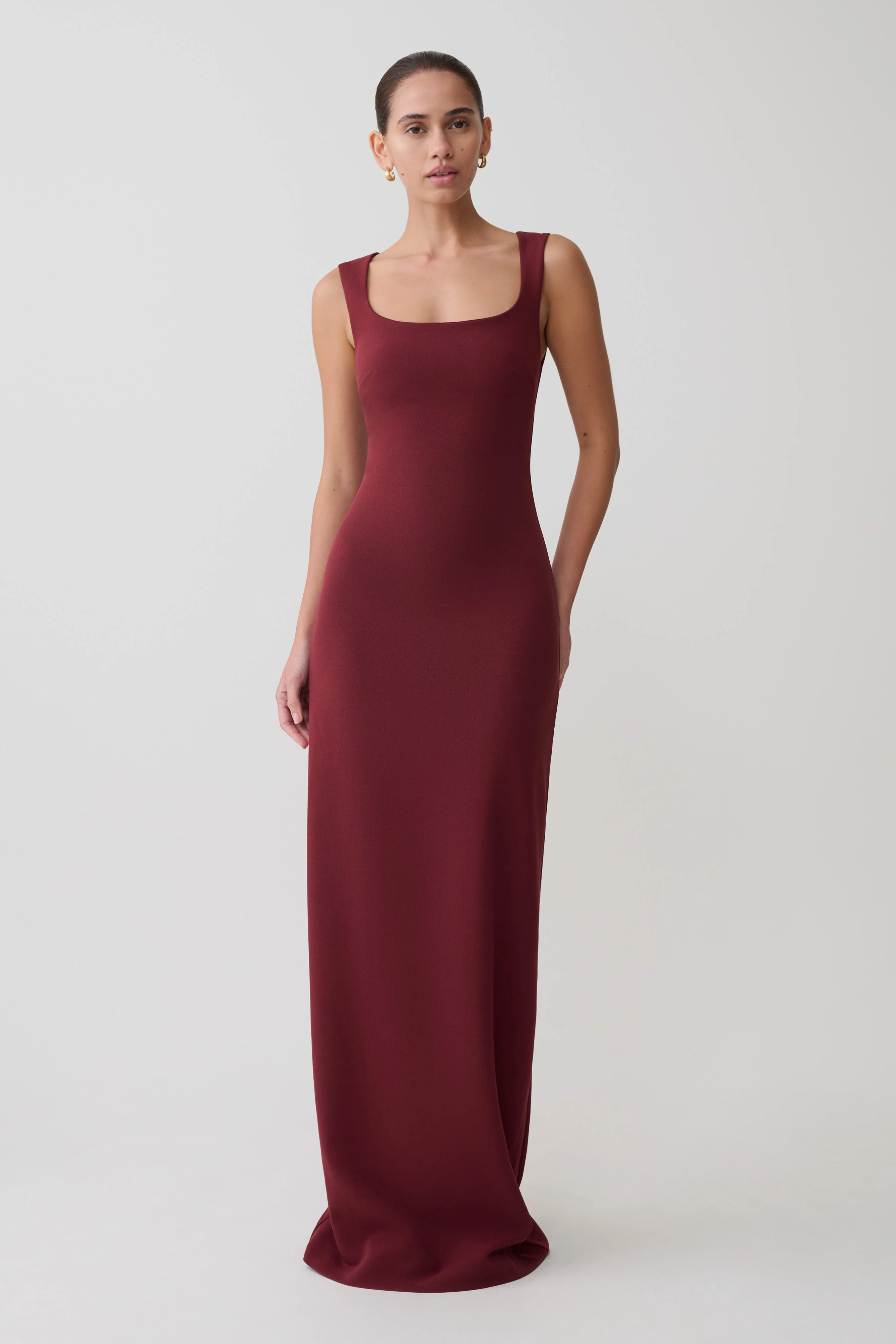 Rhea Detachable Cape Jersey Maxi Dress - Wine - Image 5