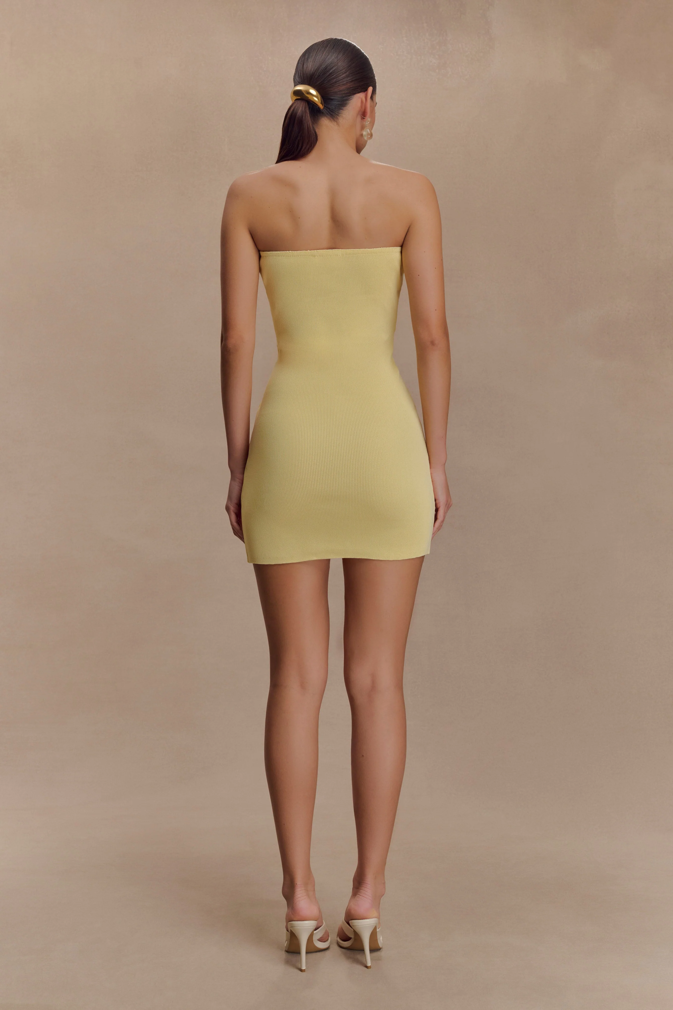 Rian Strapless Knit Mini Dress - Lemon - Image 2