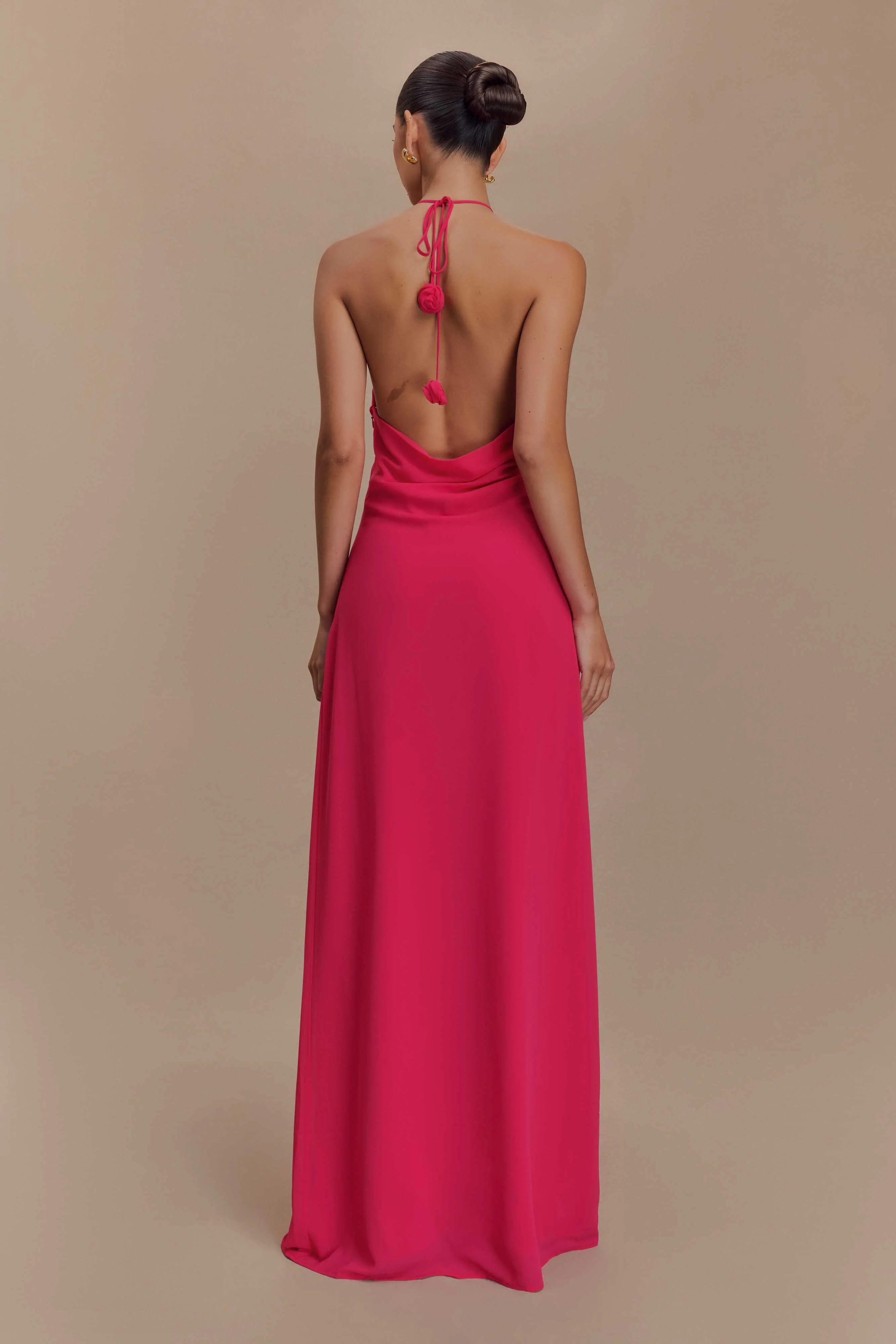 Rosalia Cowl Neck Maxi Dress - Raspberry - Image 2