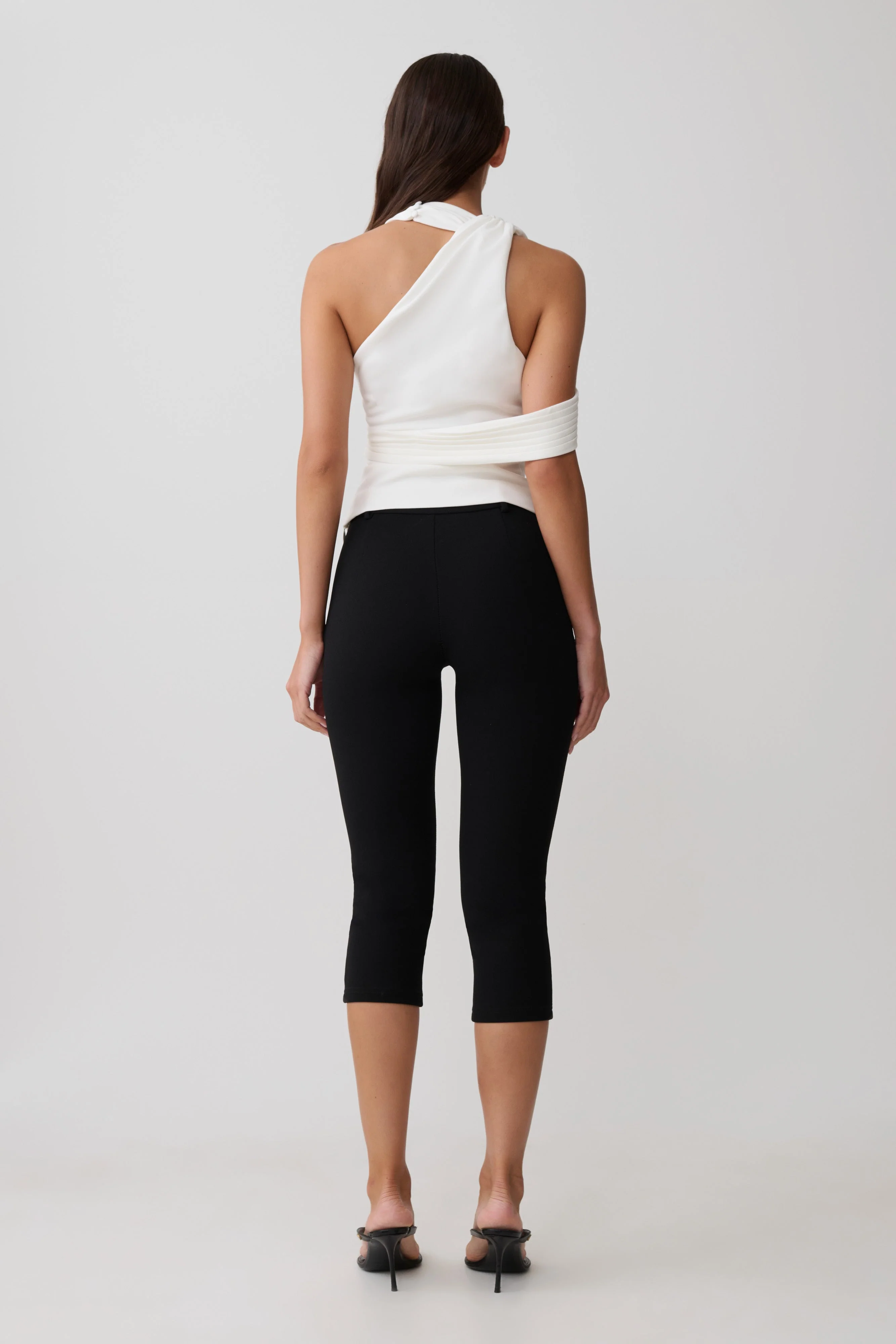 Sable Crossover Crepe Halter Top - White - Image 5