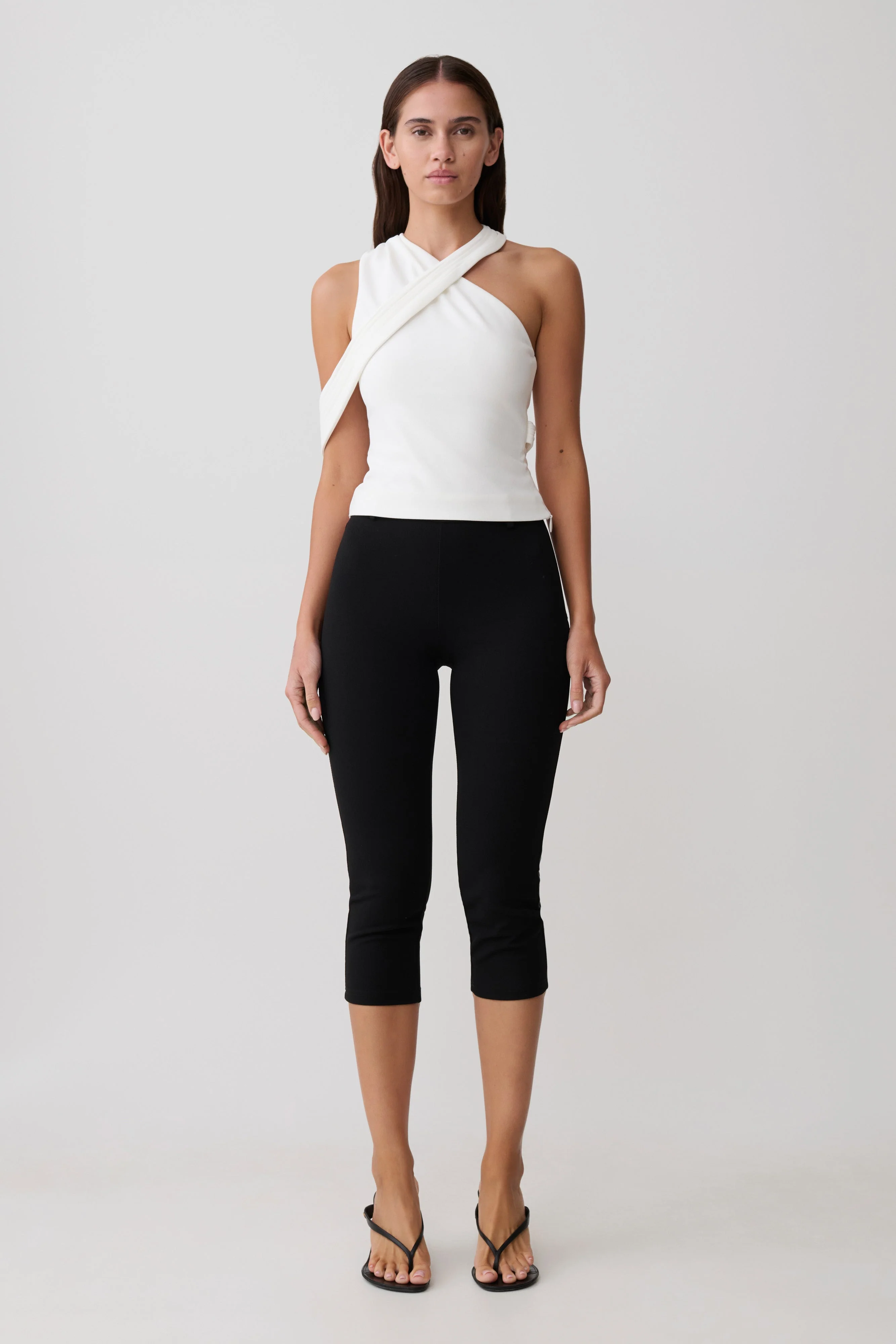 Sable Crossover Crepe Halter Top - White - Image 7