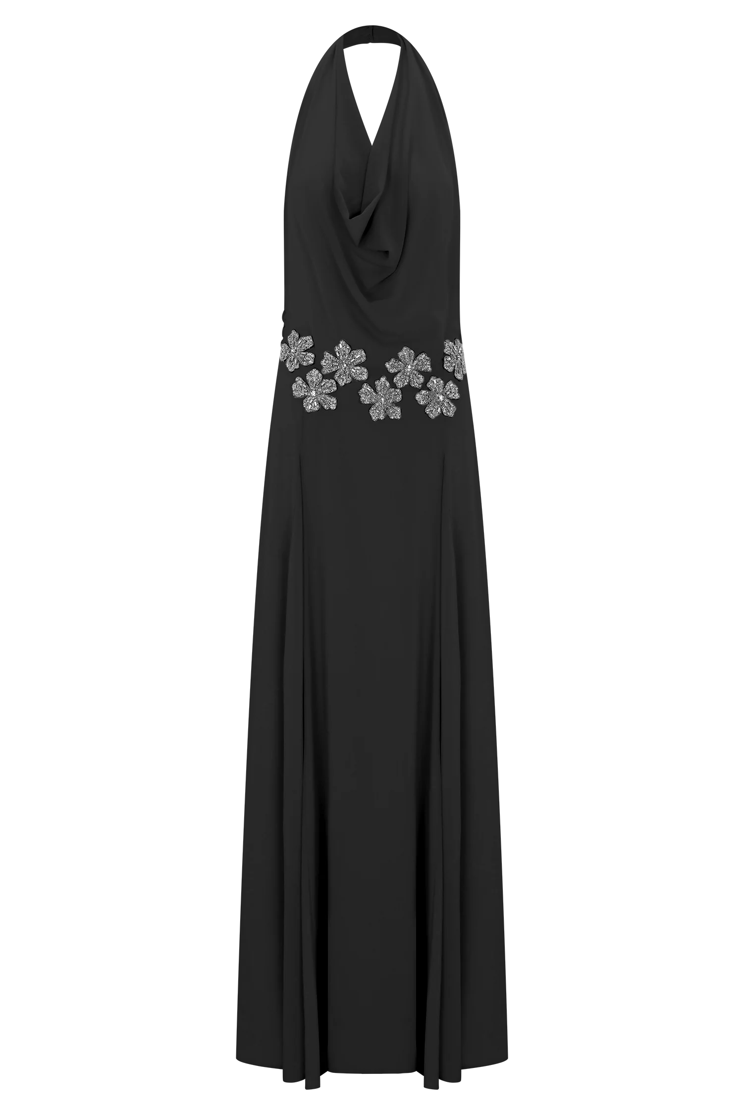 Santal Floral Chiffon Halter Maxi Dress - Black - Image 9