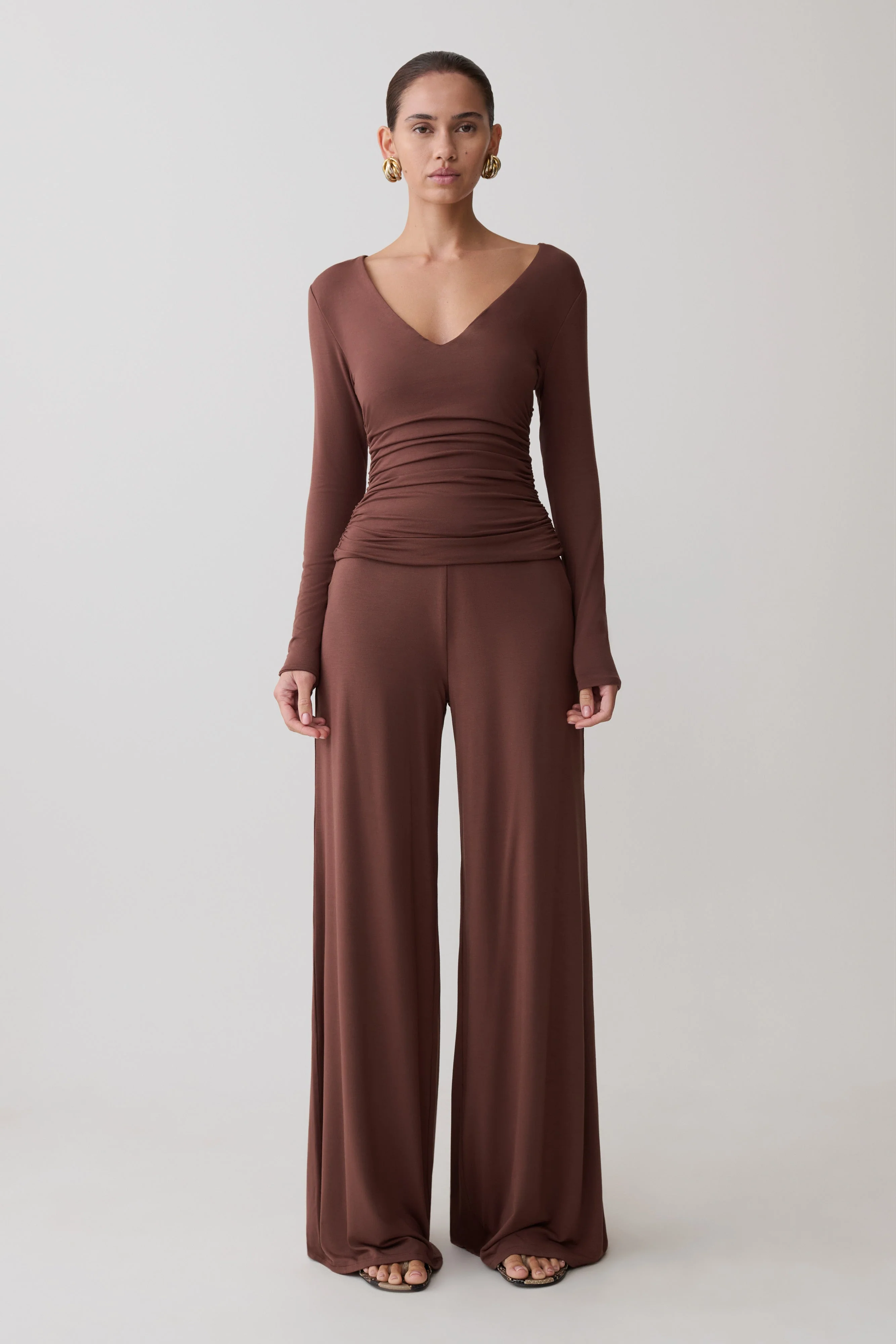 Sari Long Sleeve Modal Top - Chocolate - Image 4