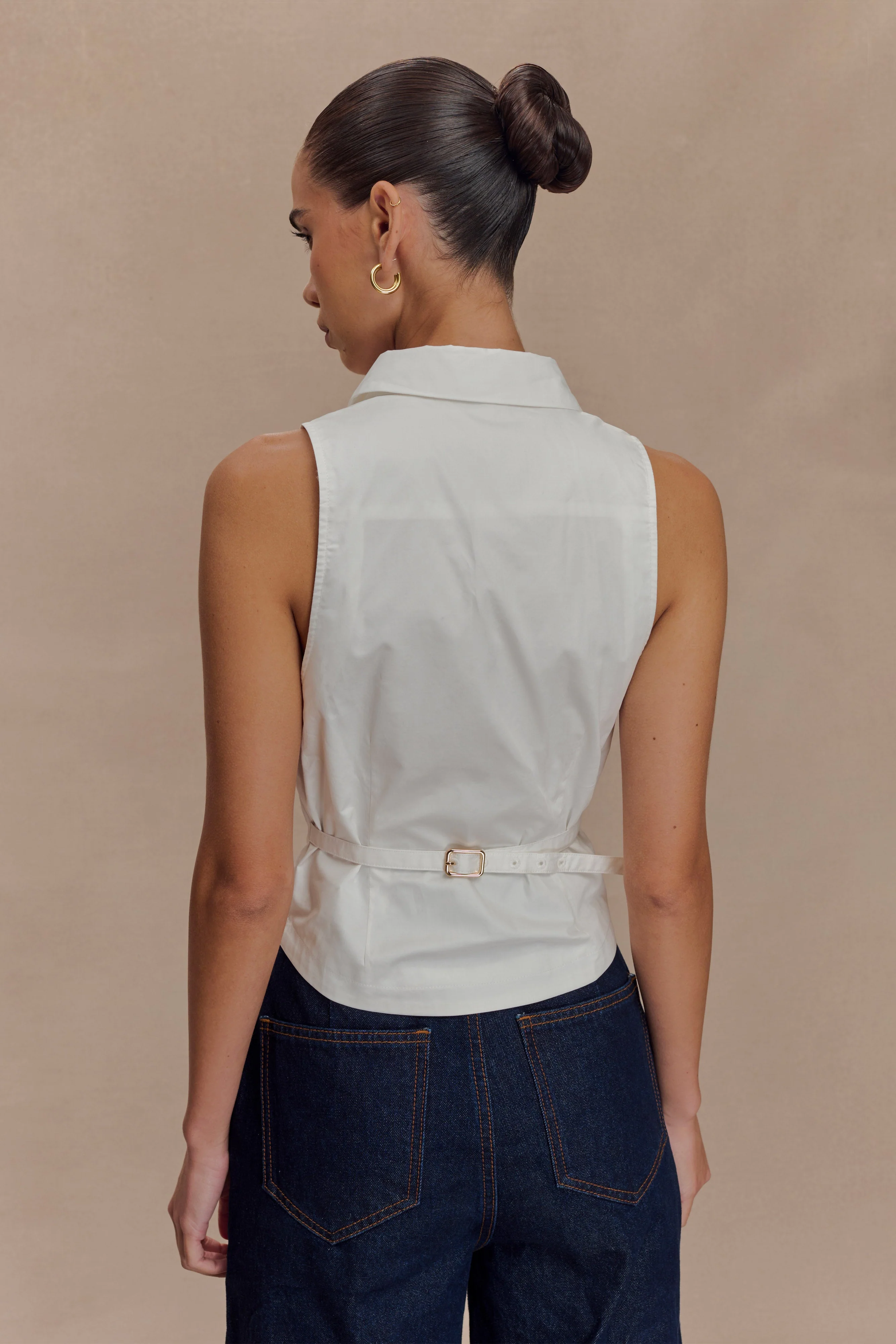 Selene Sleeveless Halter Shirt - White - Image 2