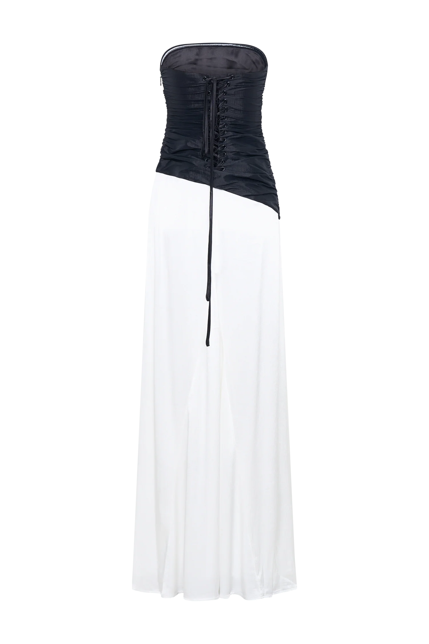 Serena Strapless Taffeta Maxi Dress - White/Black - Image 10