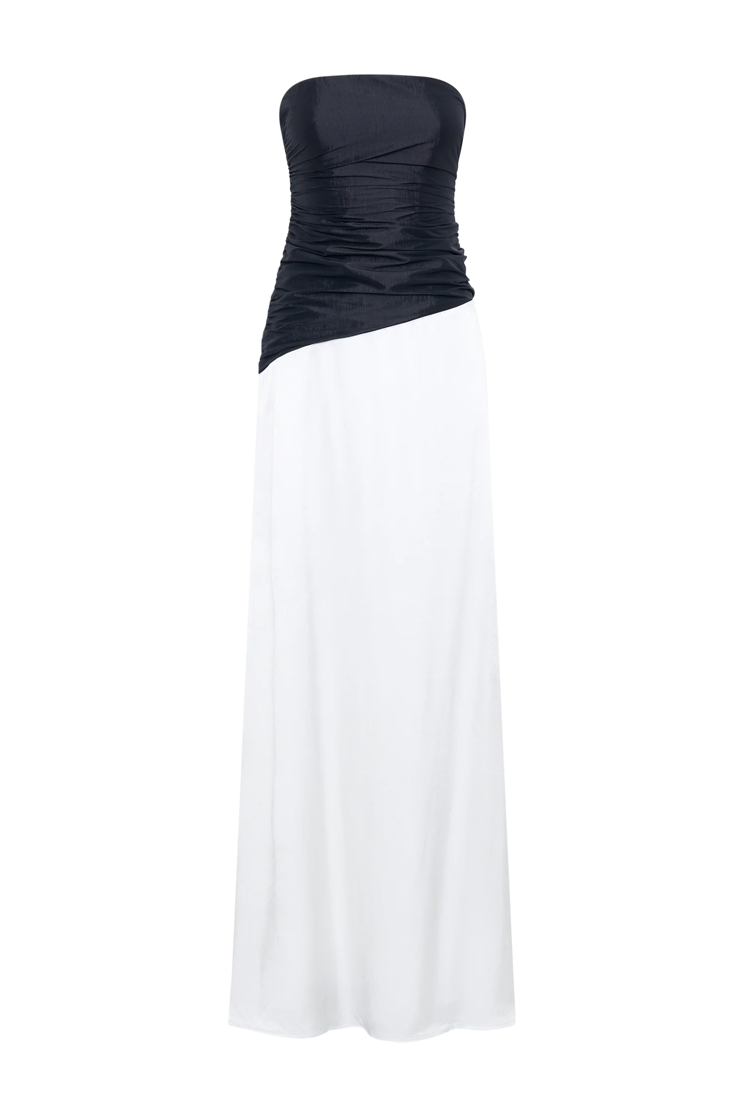 Serena Strapless Taffeta Maxi Dress - White/Black - Image 11
