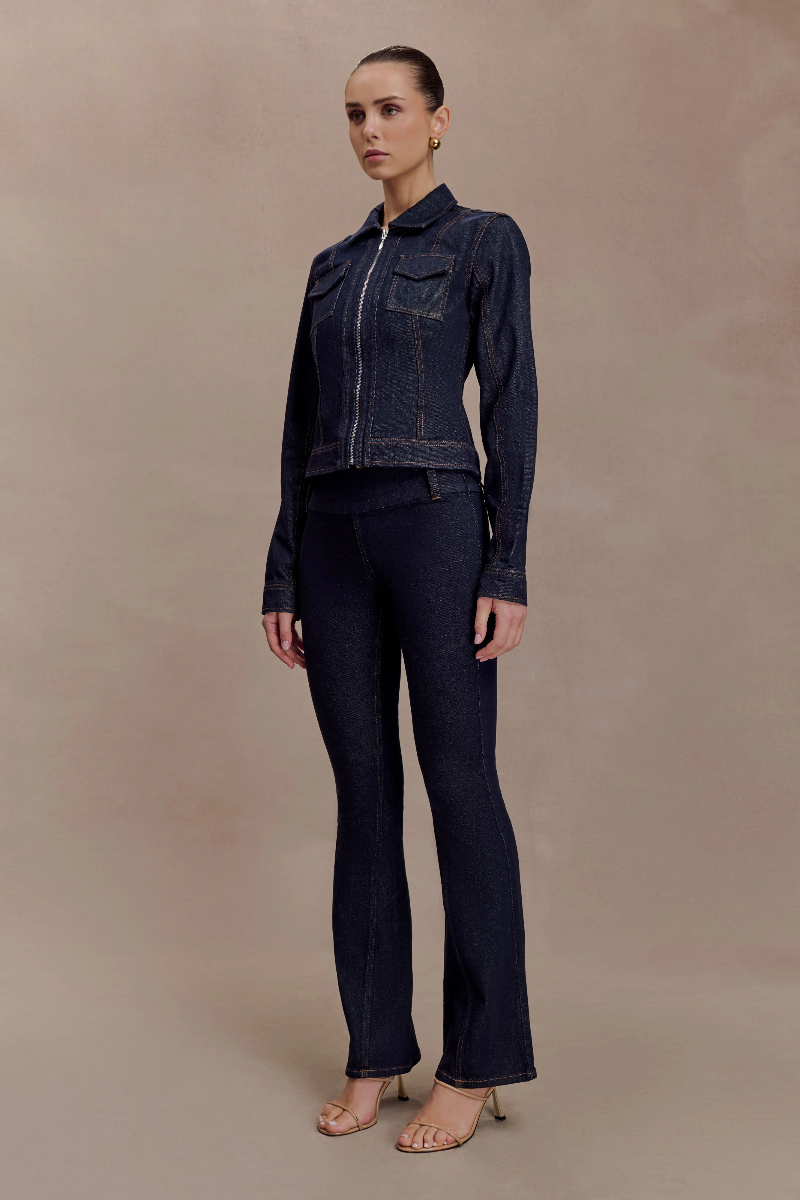 Shelly Flared Denim Jeans - Washed Indigo Blue - Image 4