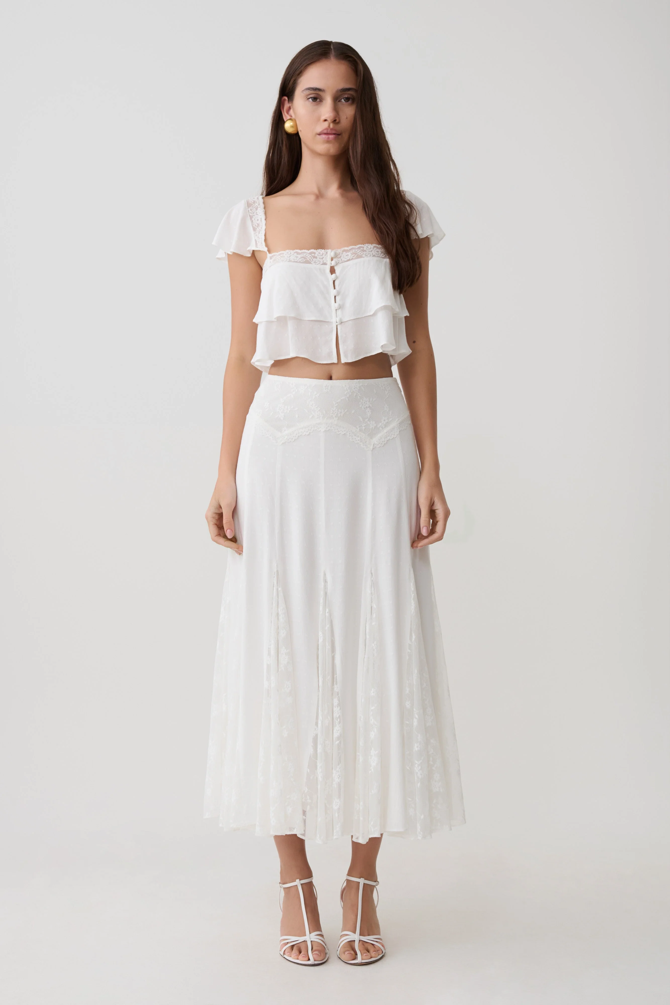 Skylar Lace Sleeveless Crop Top - White - Image 5