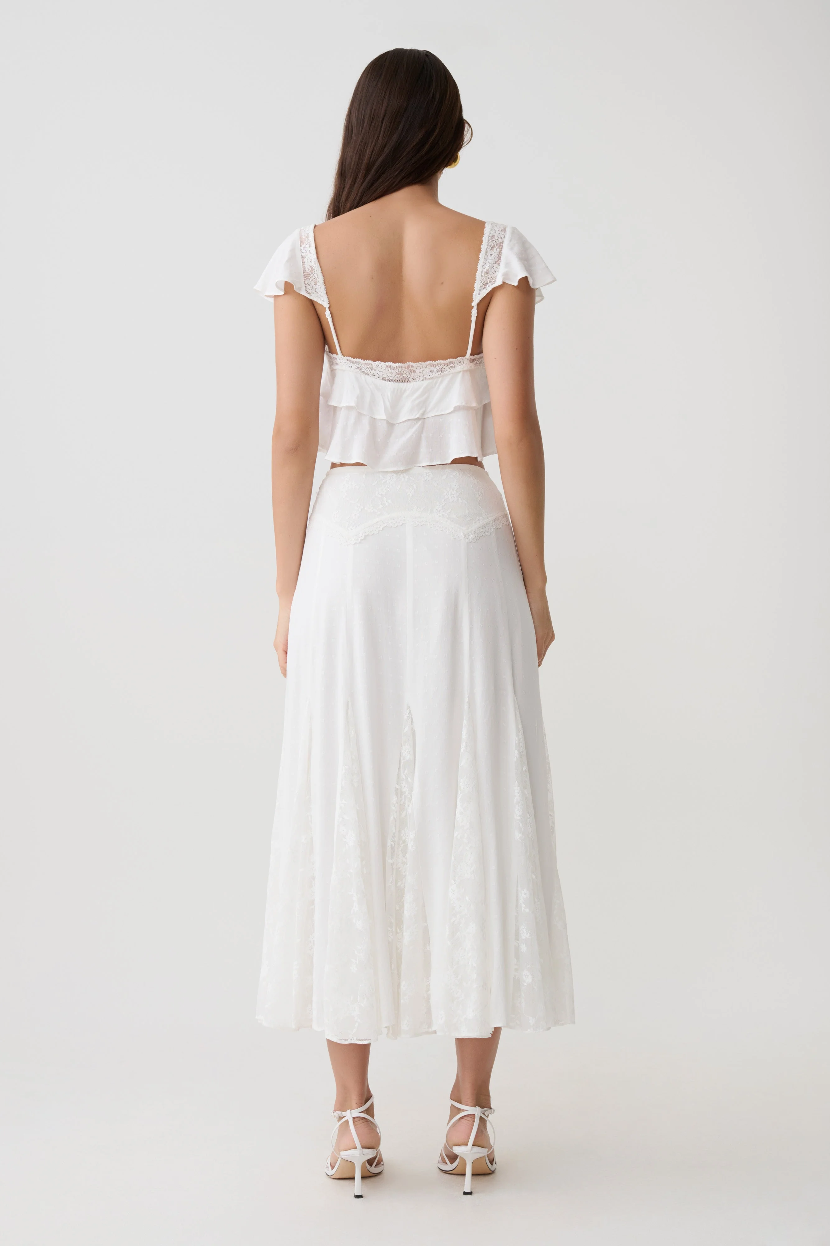 Skylar Lace Sleeveless Crop Top - White - Image 6