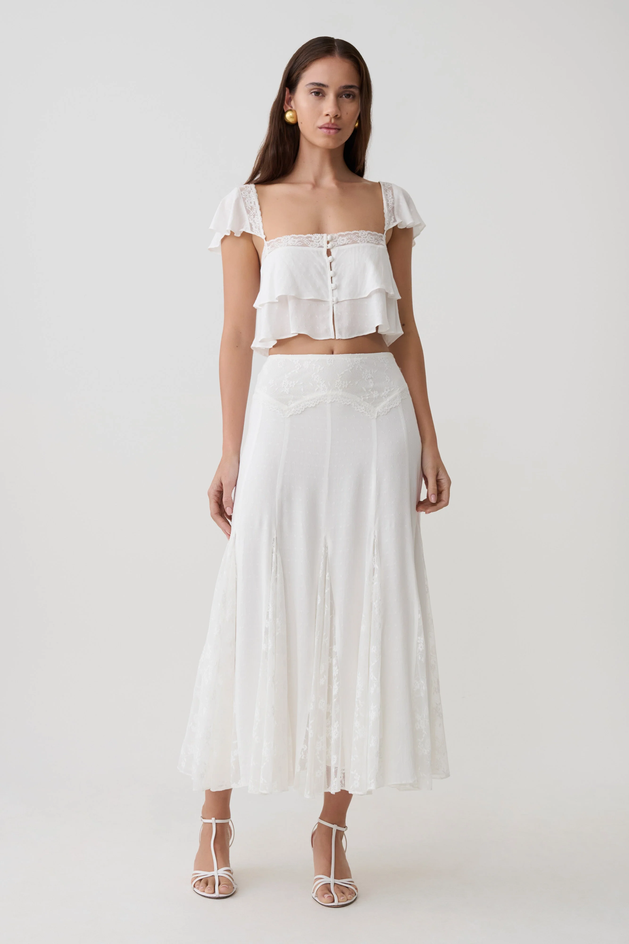 Skylar Lace Sleeveless Crop Top - White - Image 8
