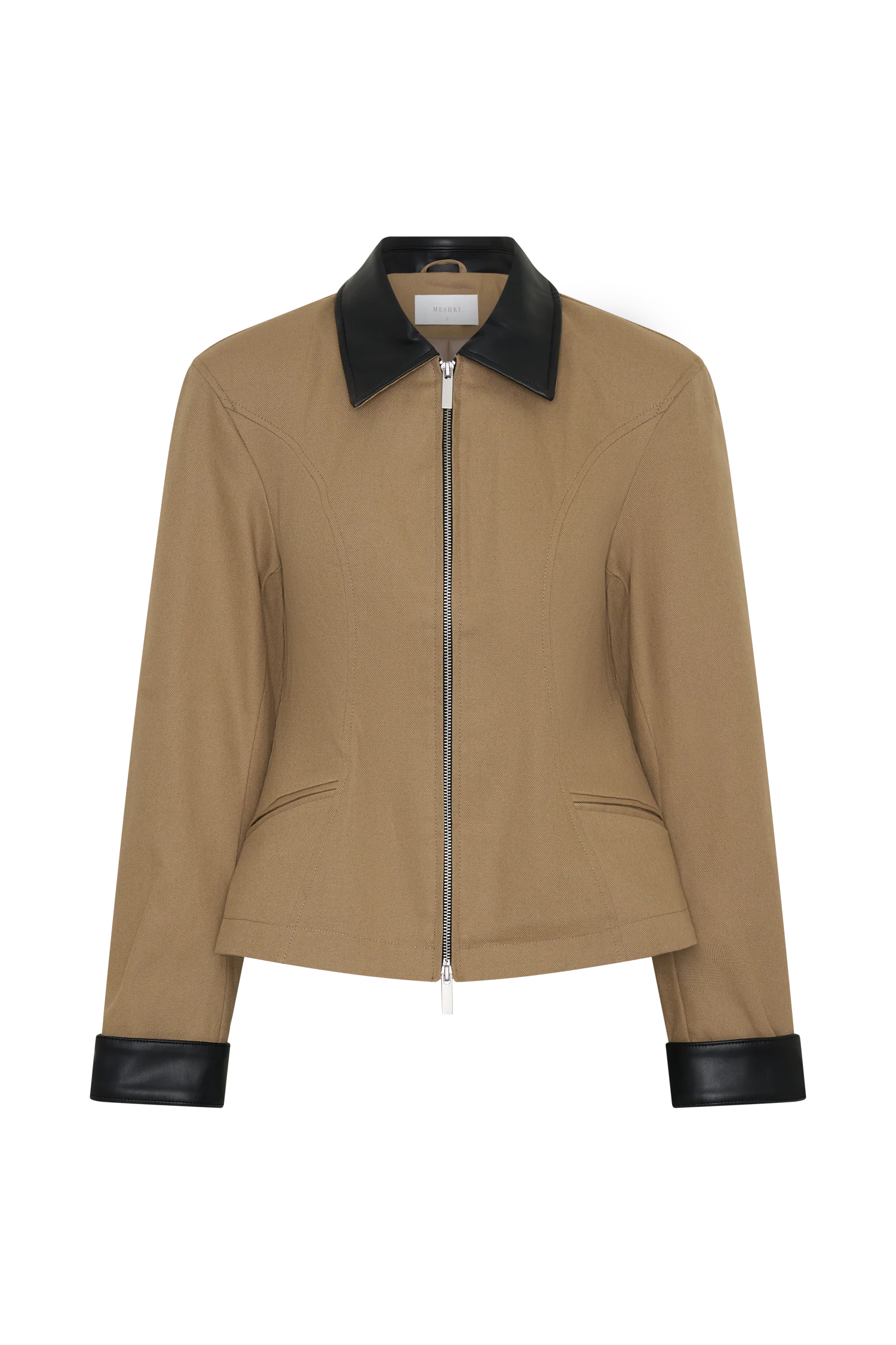 Solange Zip Up Collared Jacket - Natural - Image 9