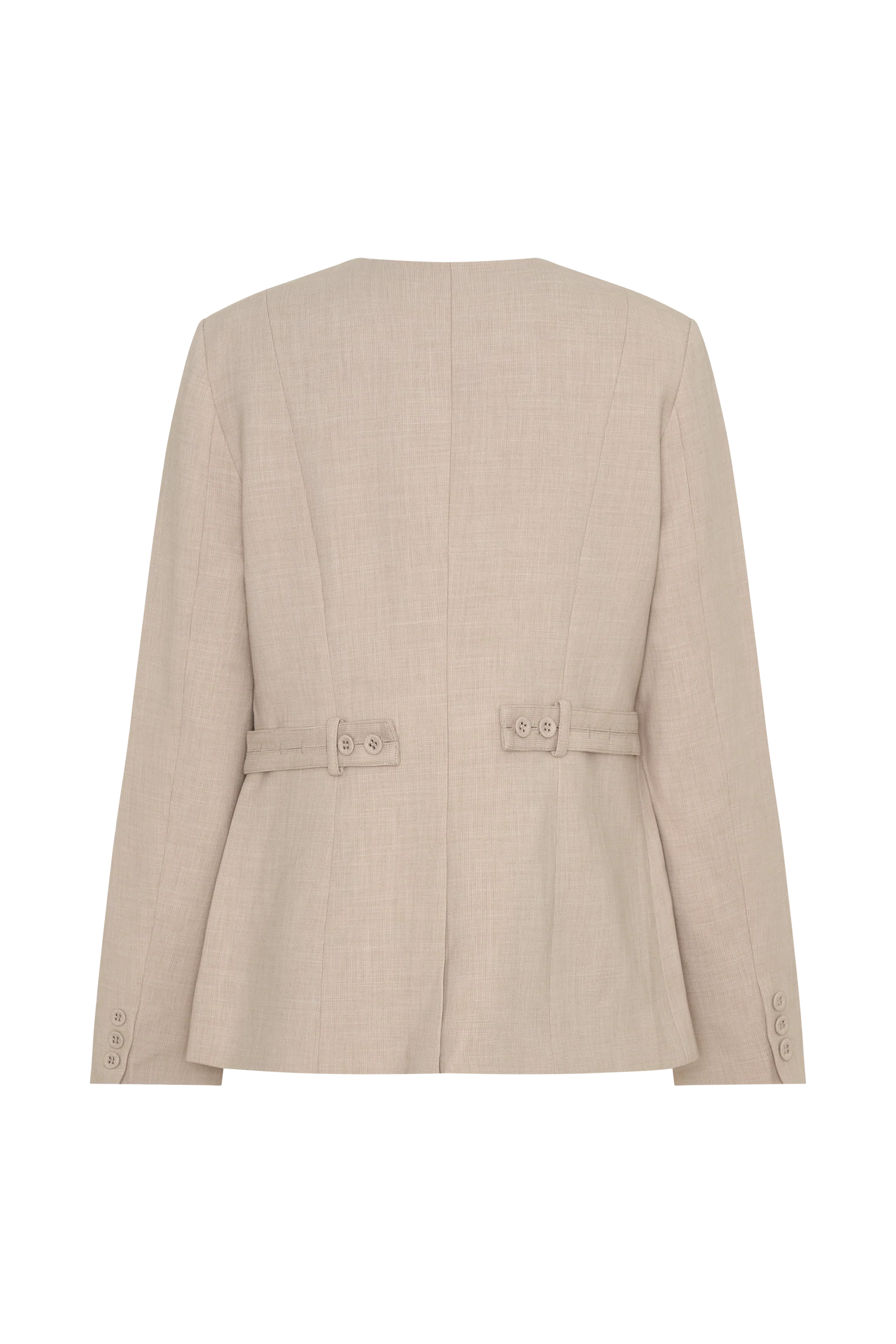 Solenne Collarless Suiting Blazer - Natural Marle - Image 8