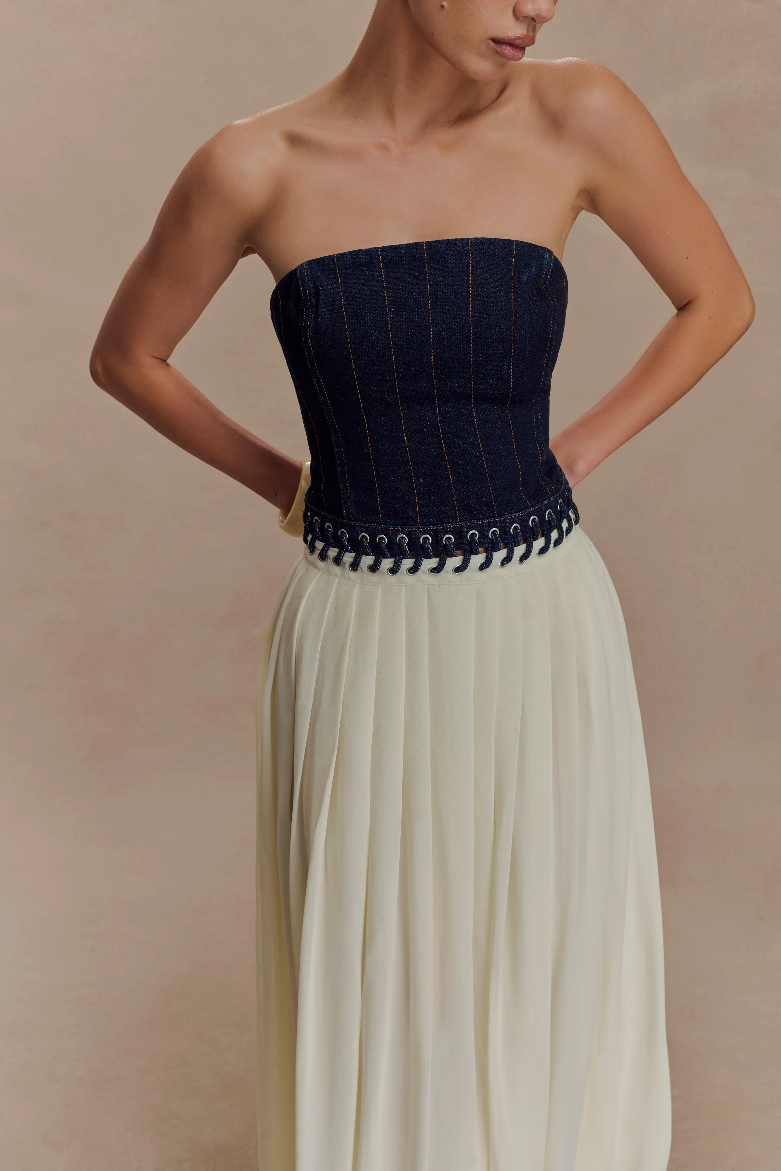 Suella Chiffon Denim Maxi Dress - Indigo Blue - Image 5