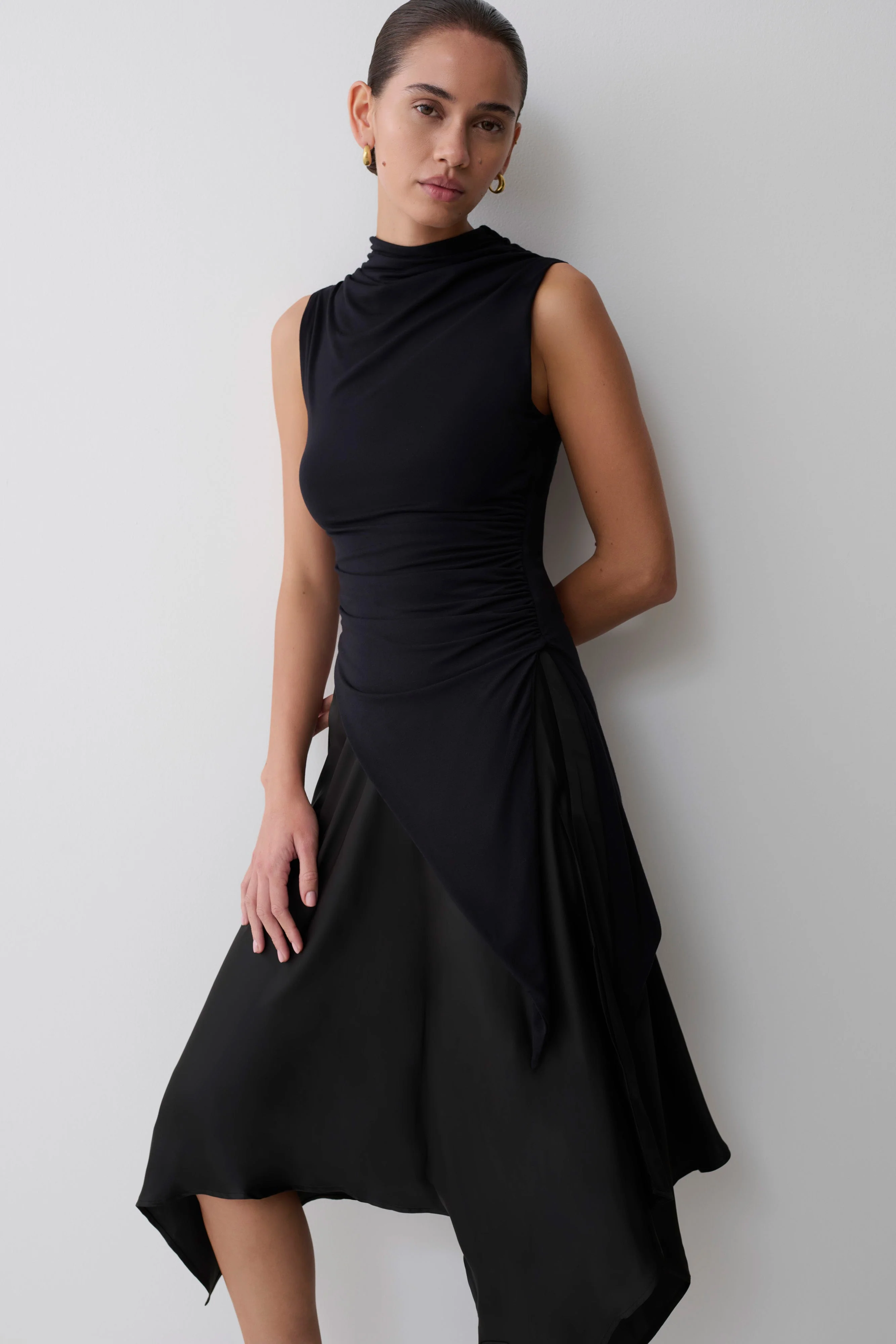 Suong High Neck Gathered Top - Black - Image 11