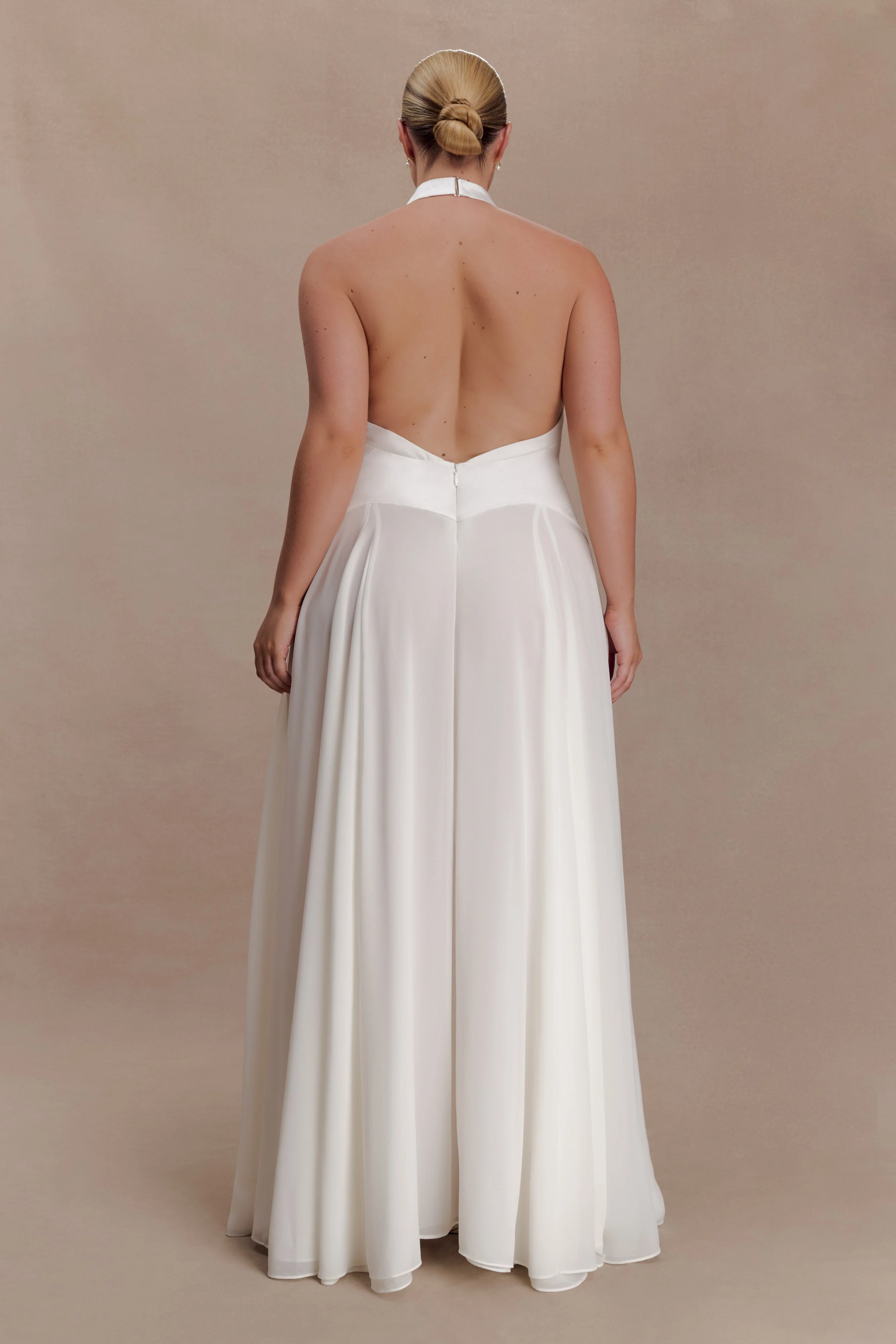 Susan Chiffon Halter Maxi Dress - Ivory - Image 10