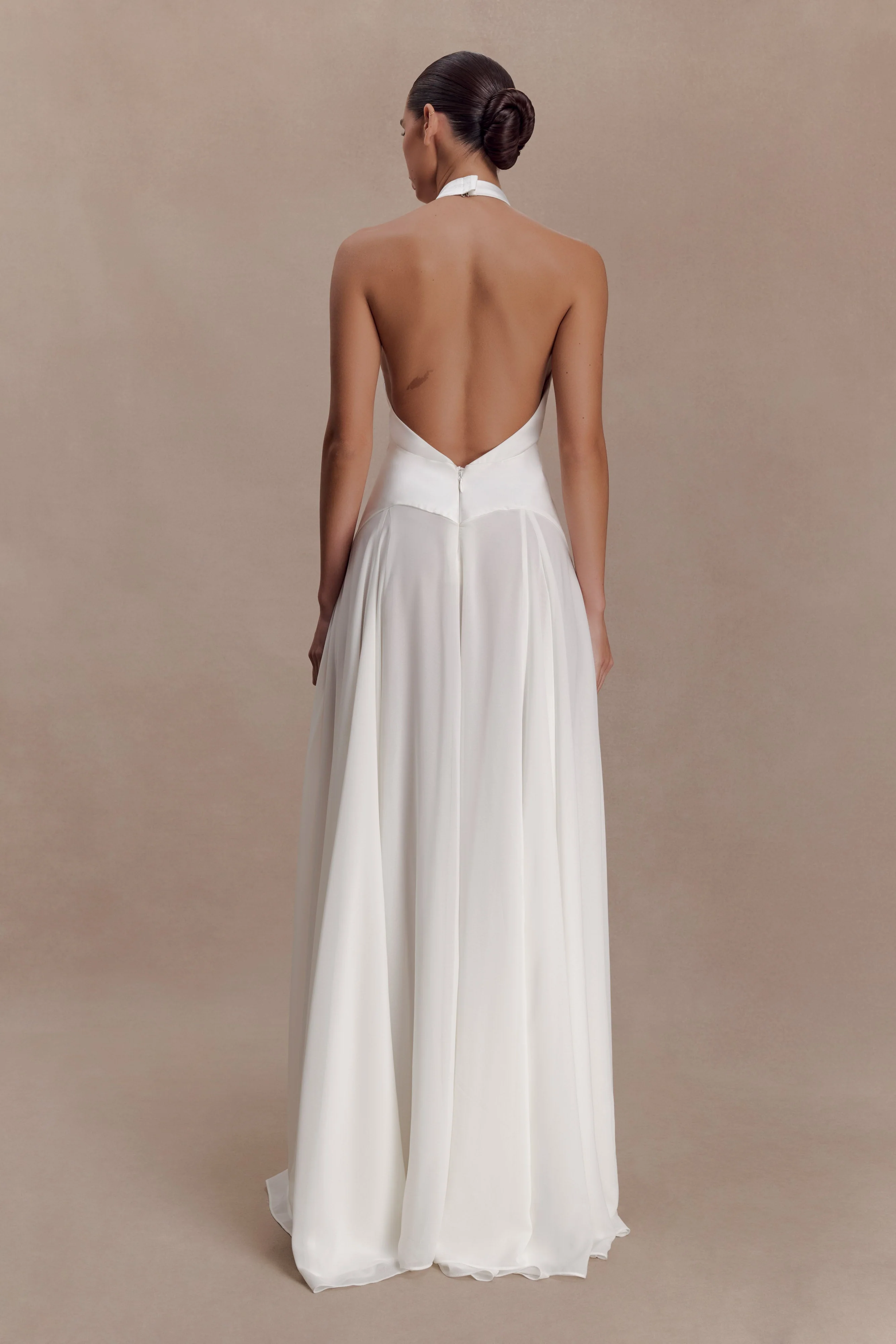 Susan Chiffon Halter Maxi Dress - Ivory - Image 4