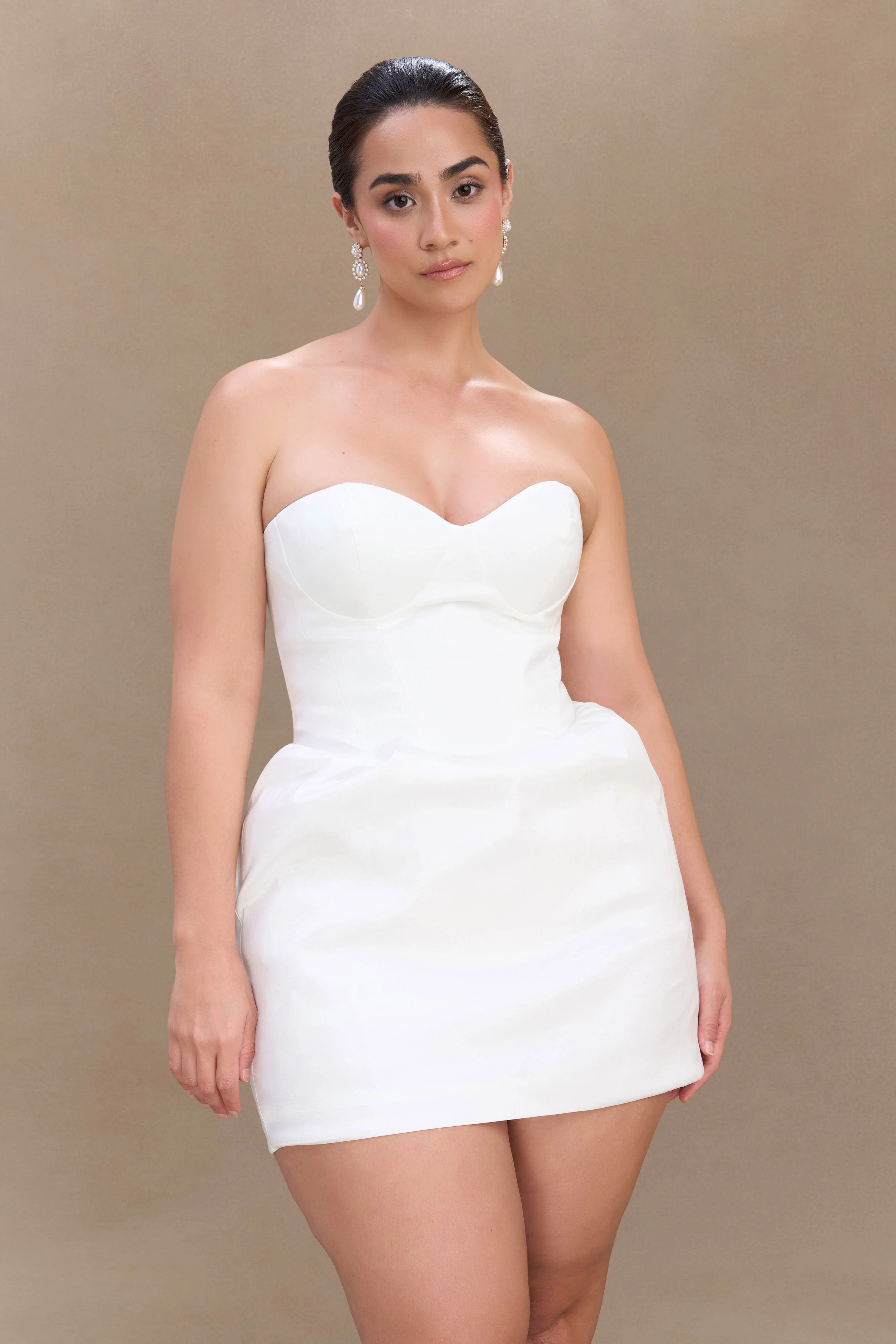 Suzette Taffeta Bow Mini Dress - White - Image 5